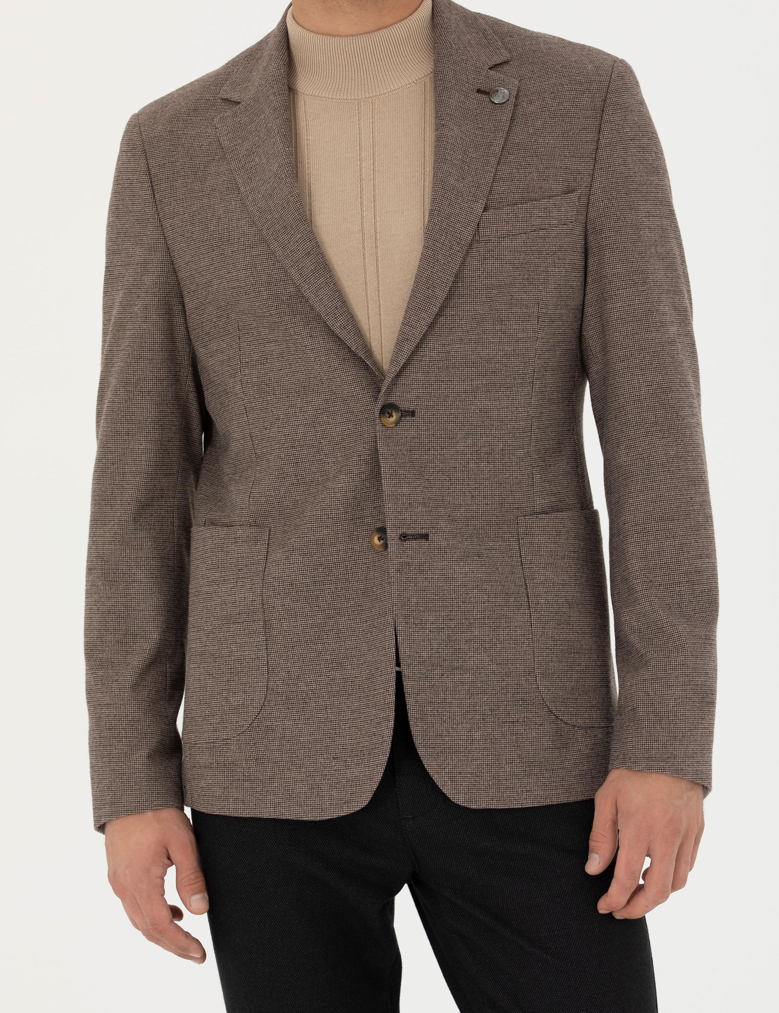 Kahverengi Slim Fit Ceket