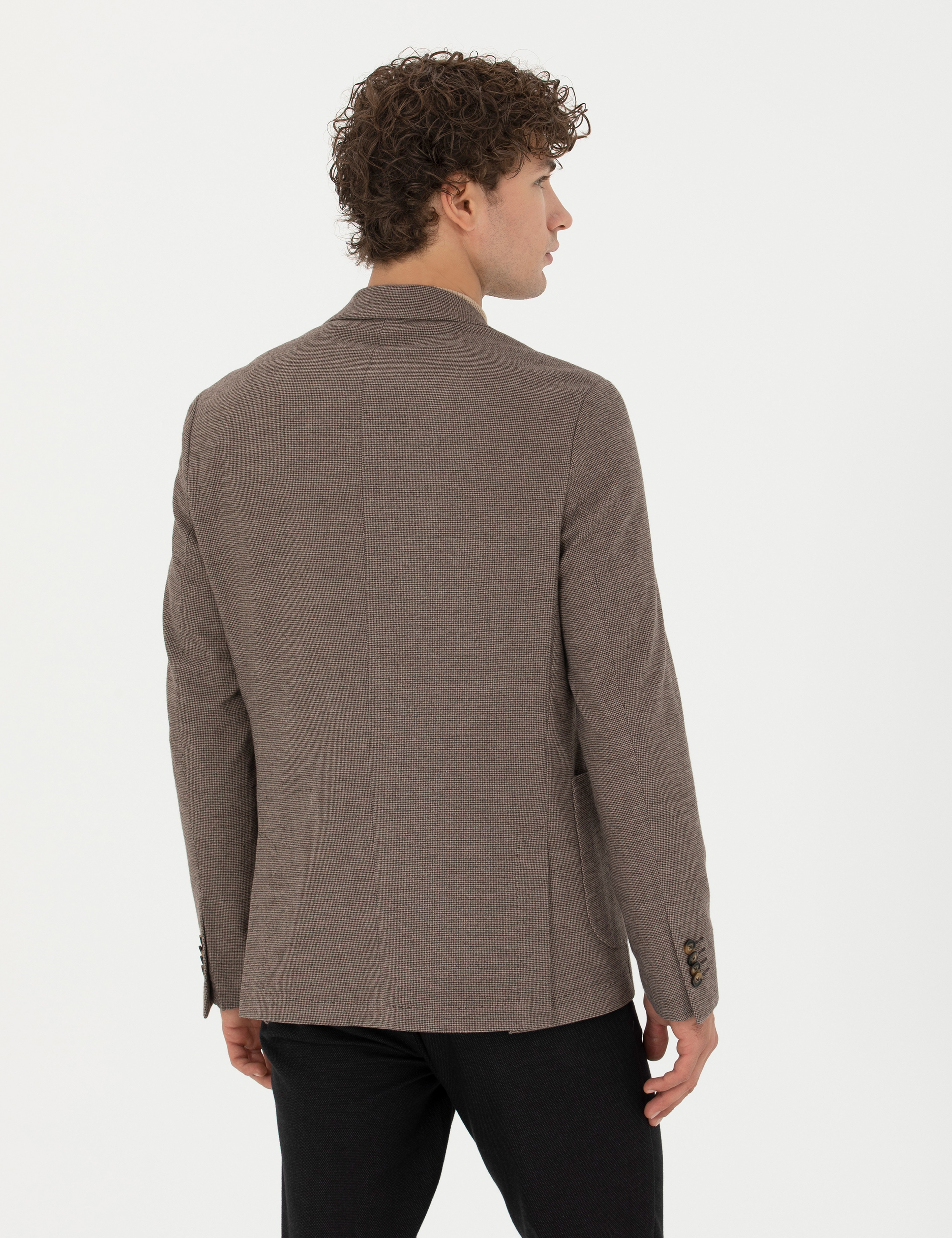 Kahverengi Slim Fit Ceket - Image 5