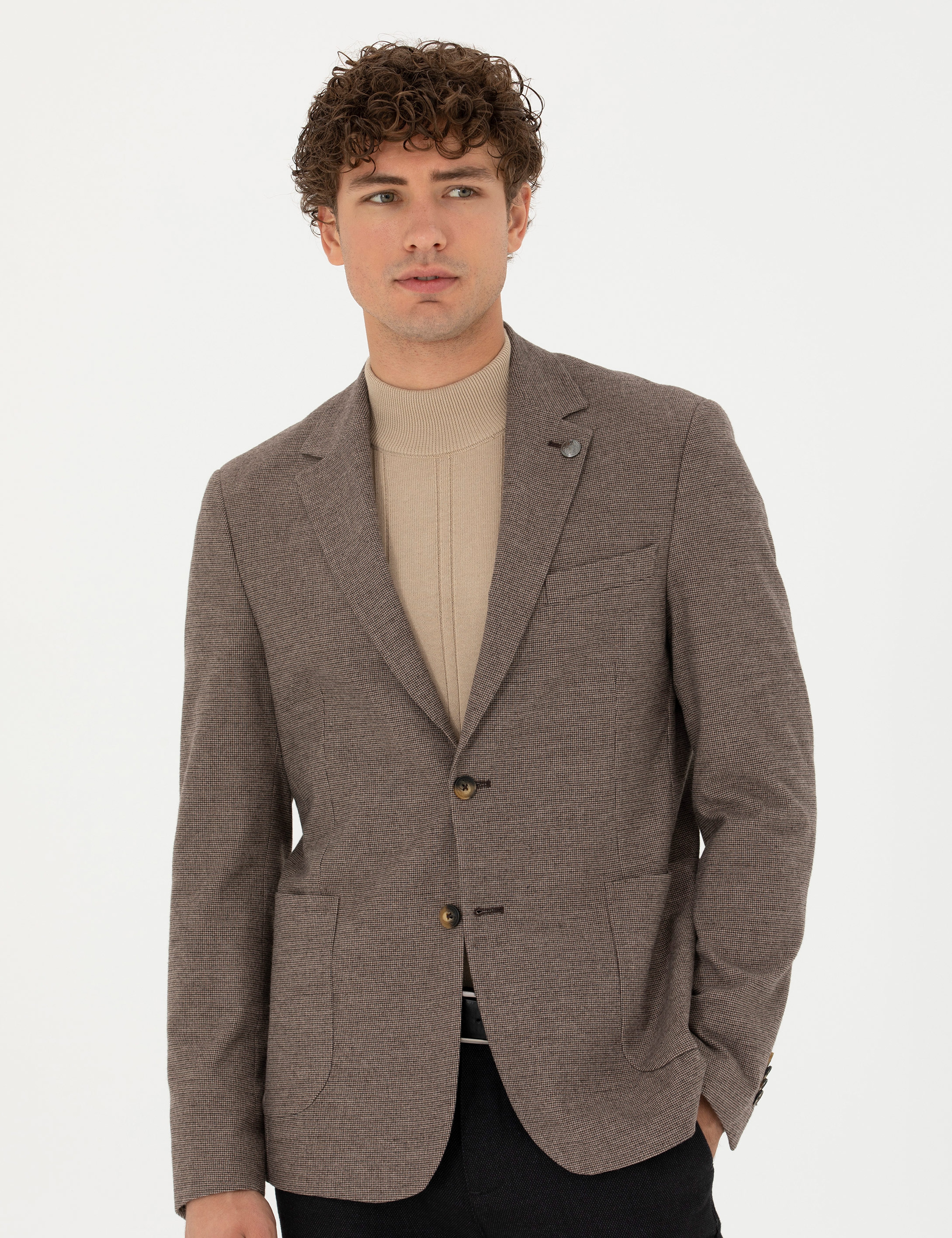 Kahverengi Slim Fit Ceket - Image 3