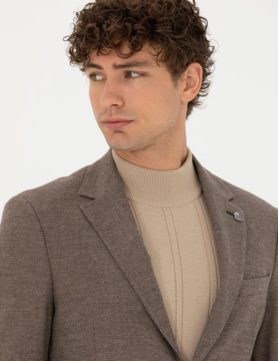 Kahverengi Slim Fit Ceket