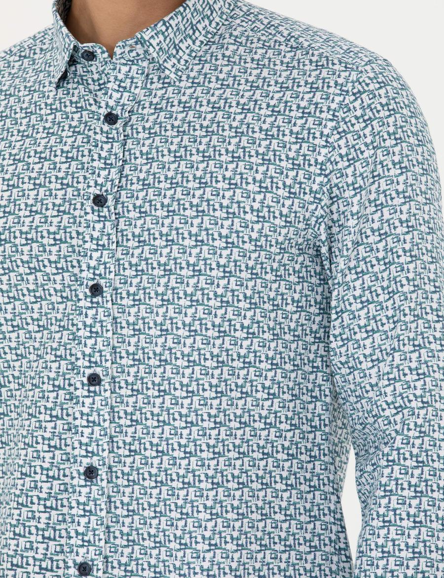 Açık Lacivert Slim Fit Uzun Kollu Gömlek