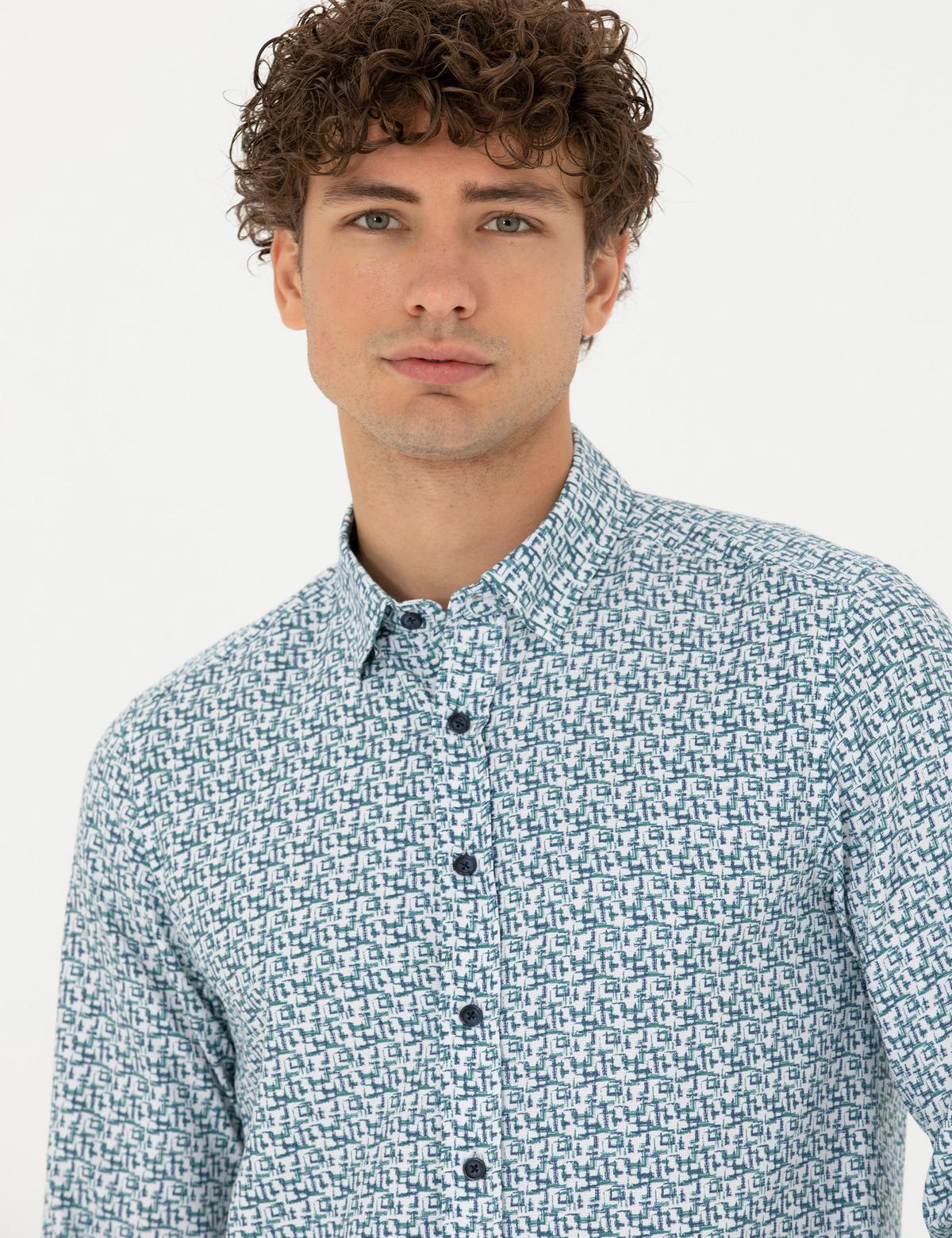 Açık Lacivert Slim Fit Uzun Kollu Gömlek - 50276025003