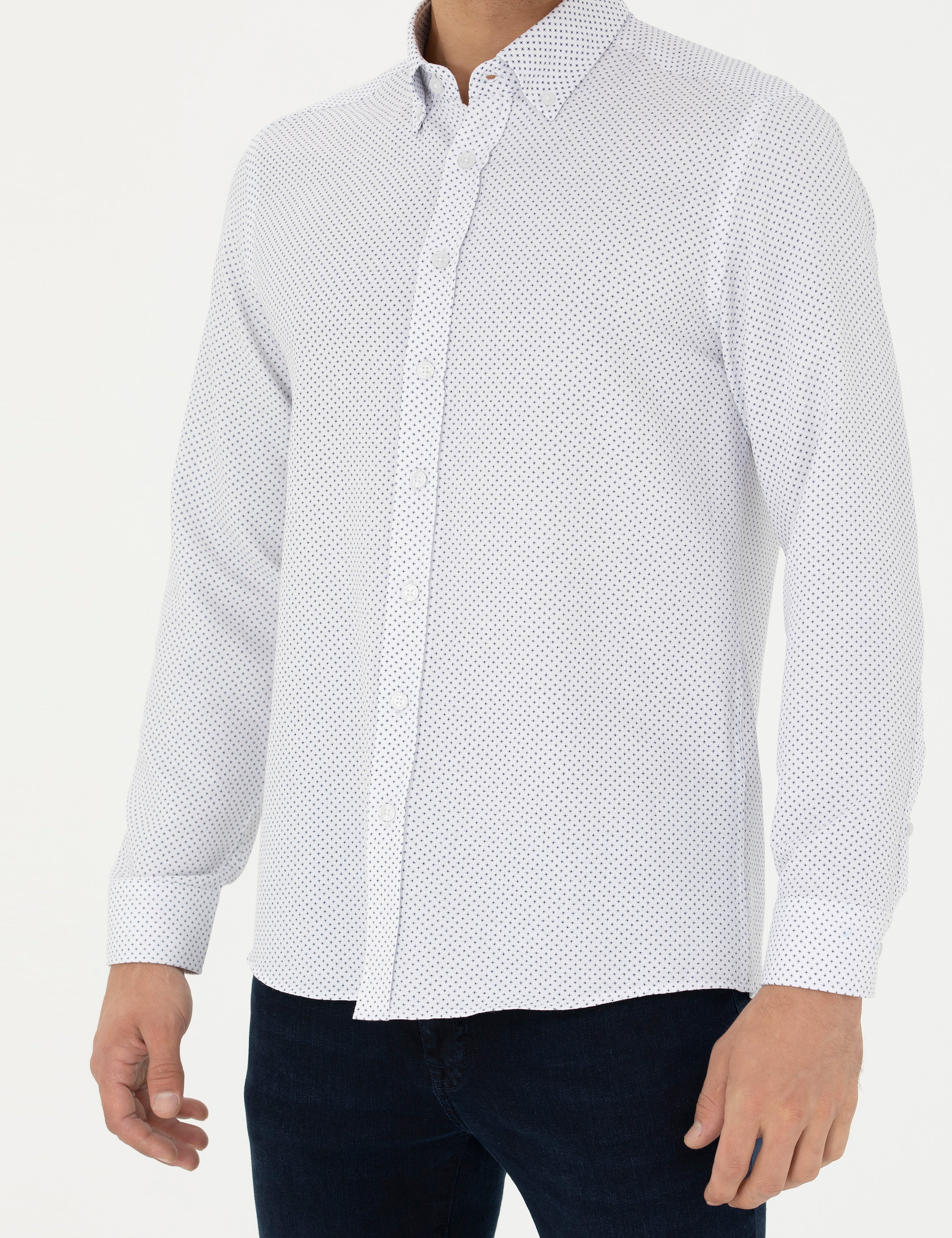Lacivert Slim Fit Uzun Kollu Gömlek - Image 6