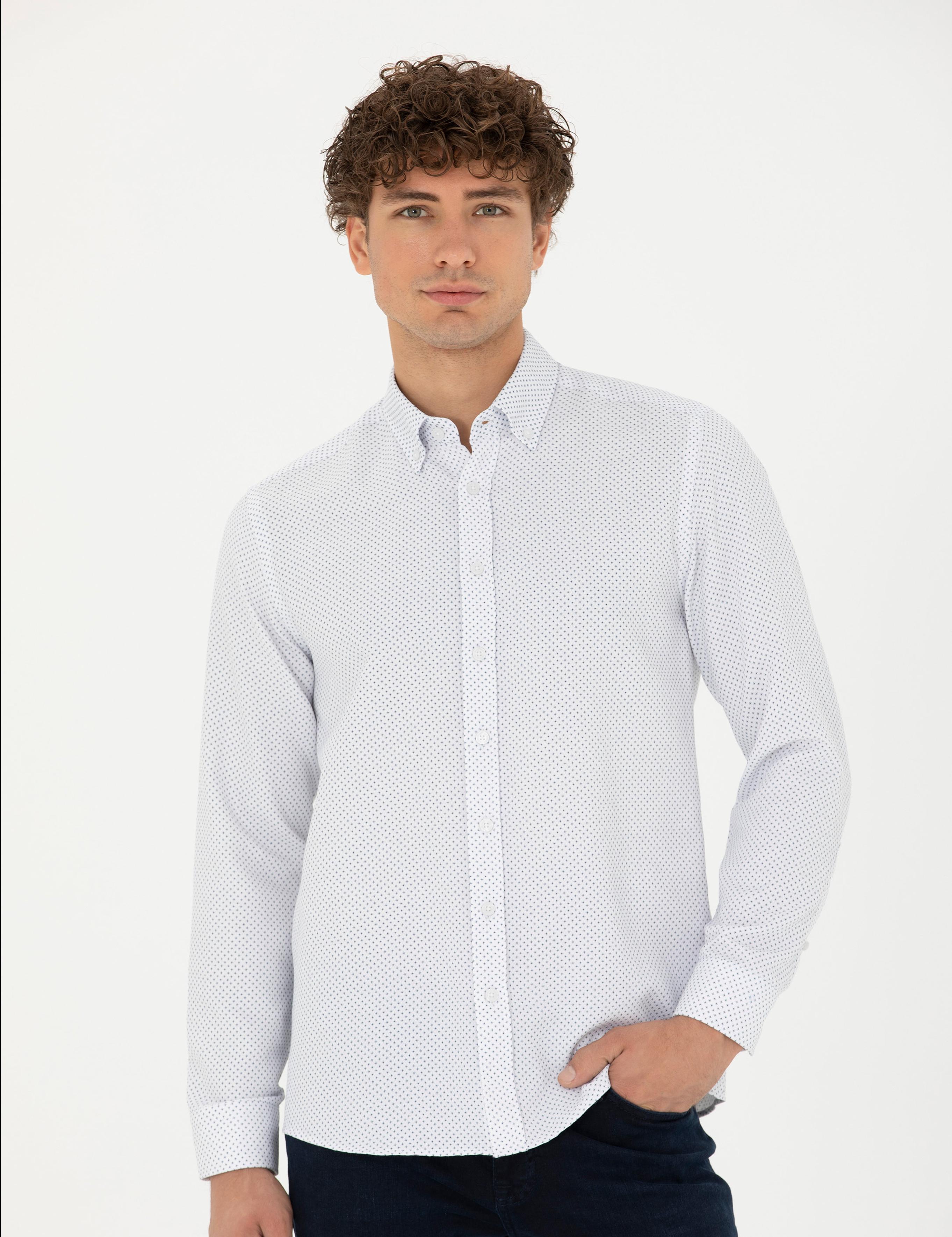 Lacivert Slim Fit Uzun Kollu Gömlek