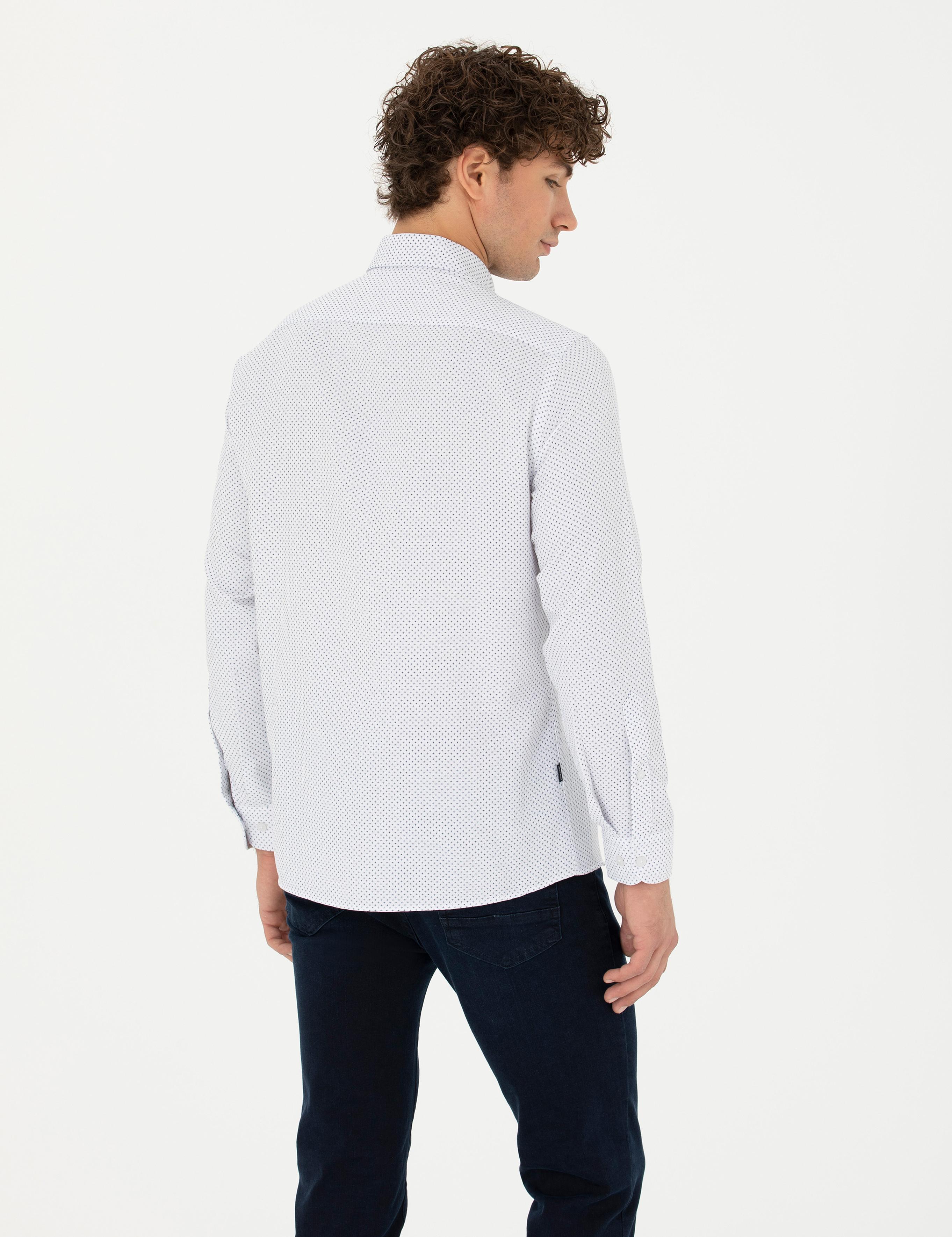 Lacivert Slim Fit Uzun Kollu Gömlek