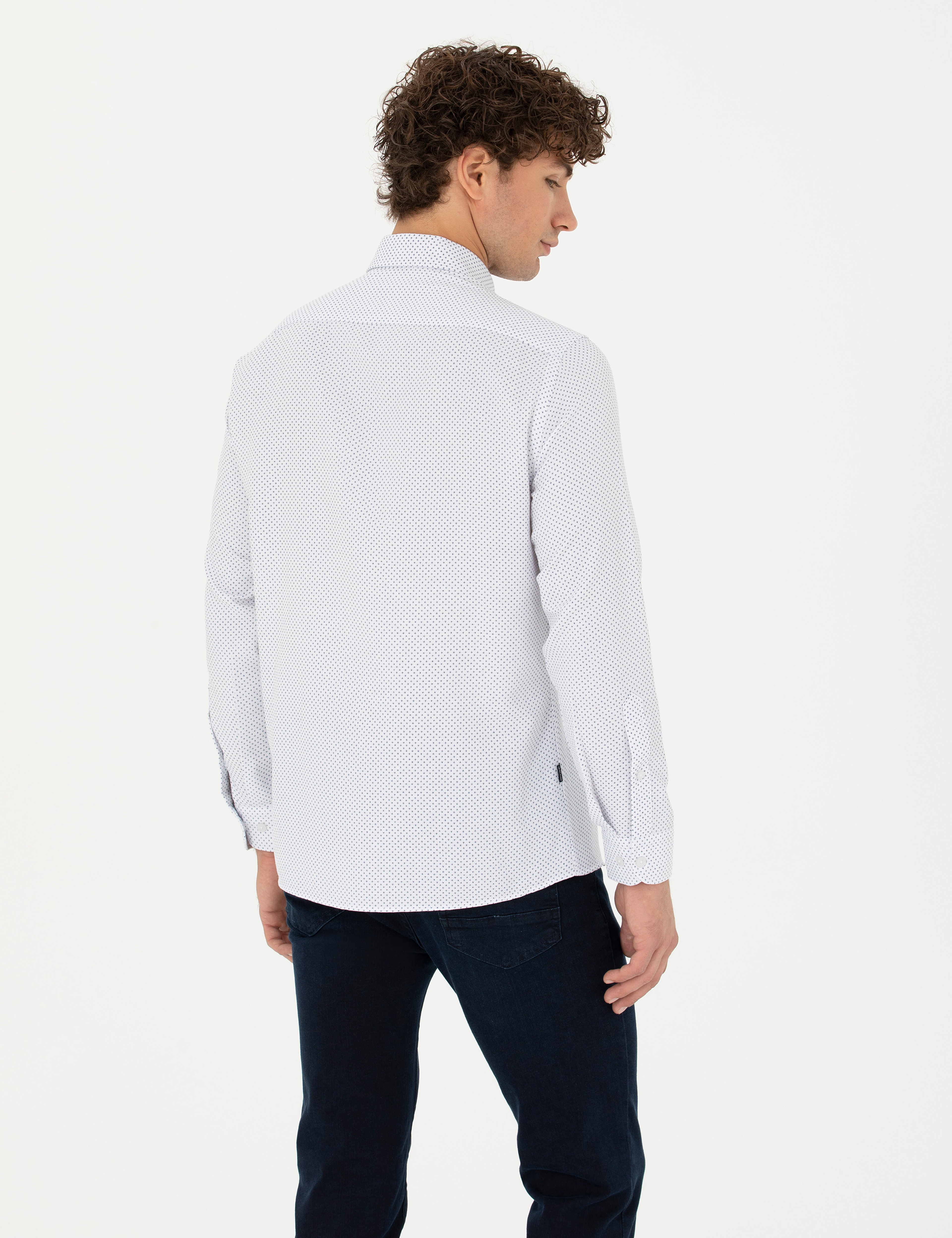Lacivert Slim Fit Uzun Kollu Gömlek - Image 5