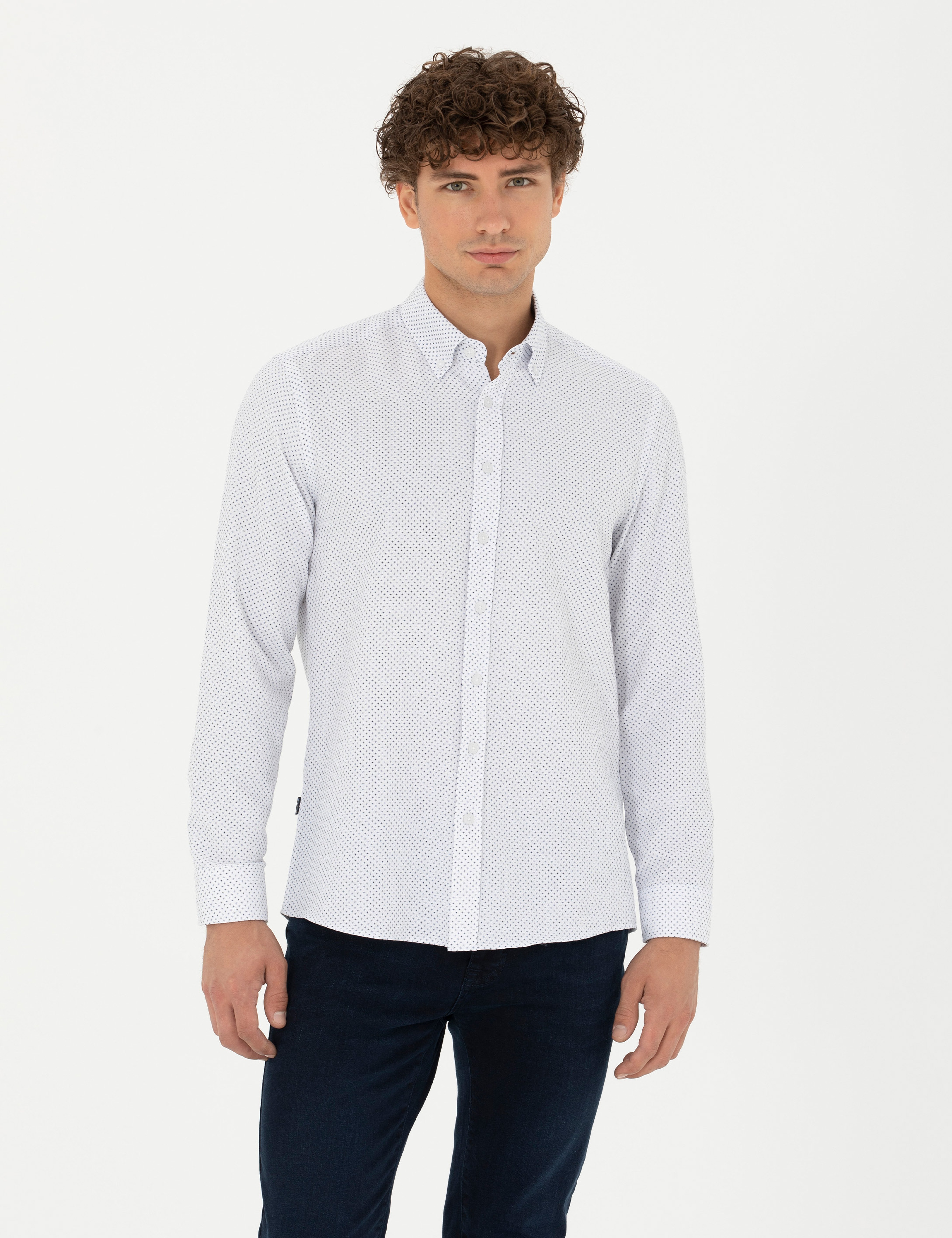 Lacivert Slim Fit Uzun Kollu Gömlek