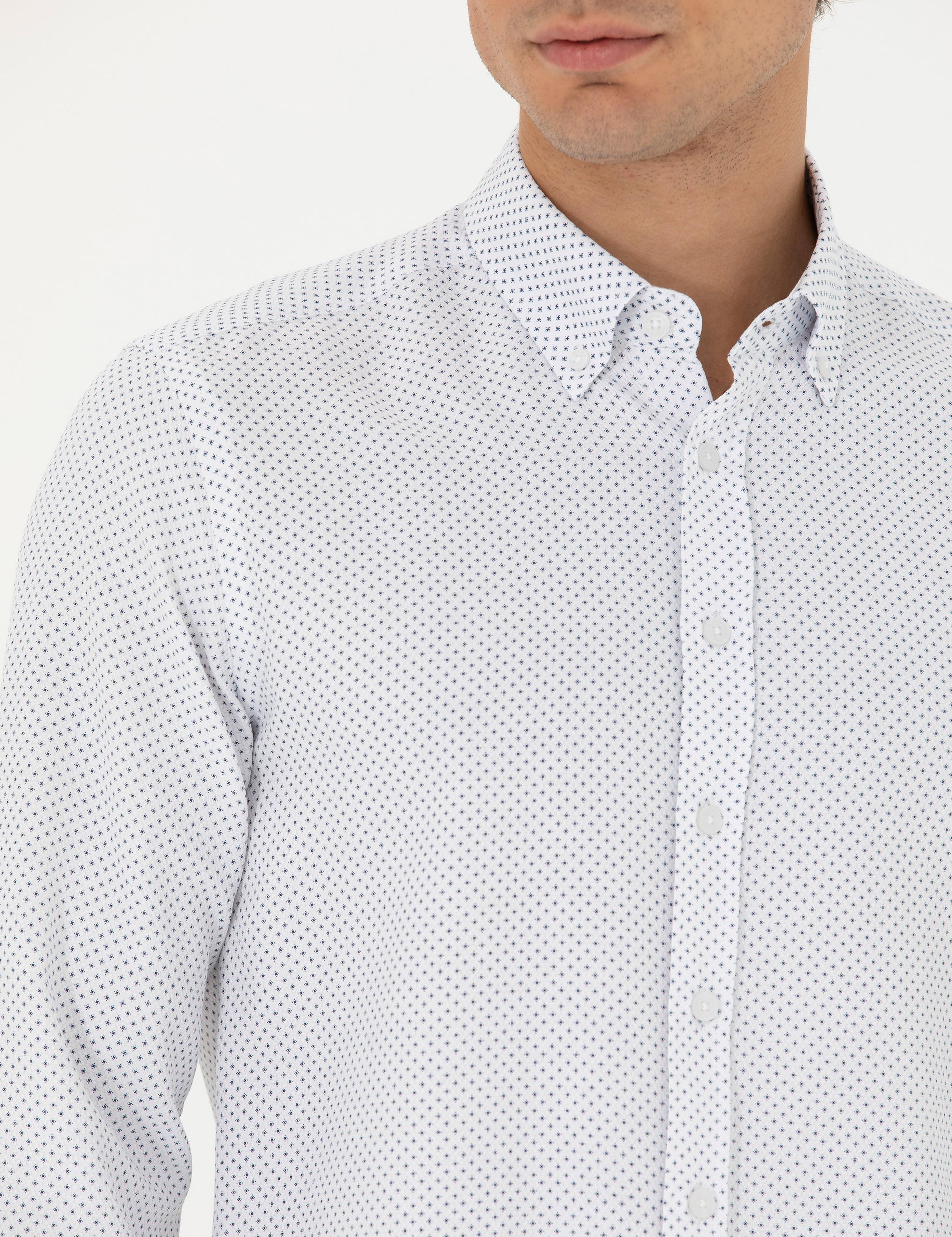 Lacivert Slim Fit Uzun Kollu Gömlek