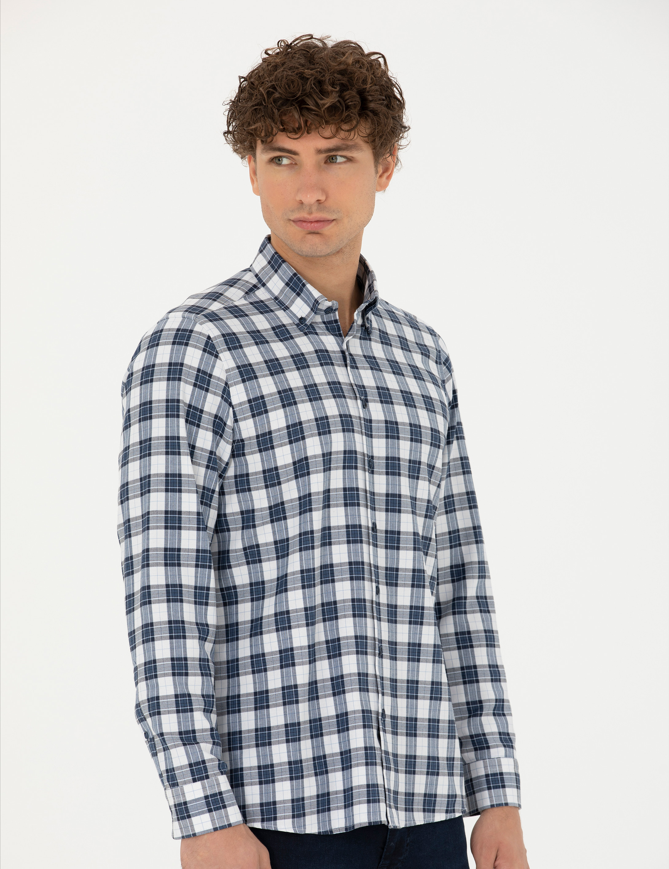 Lacivert Regular Fit Uzun Kollu Gömlek - Image 1