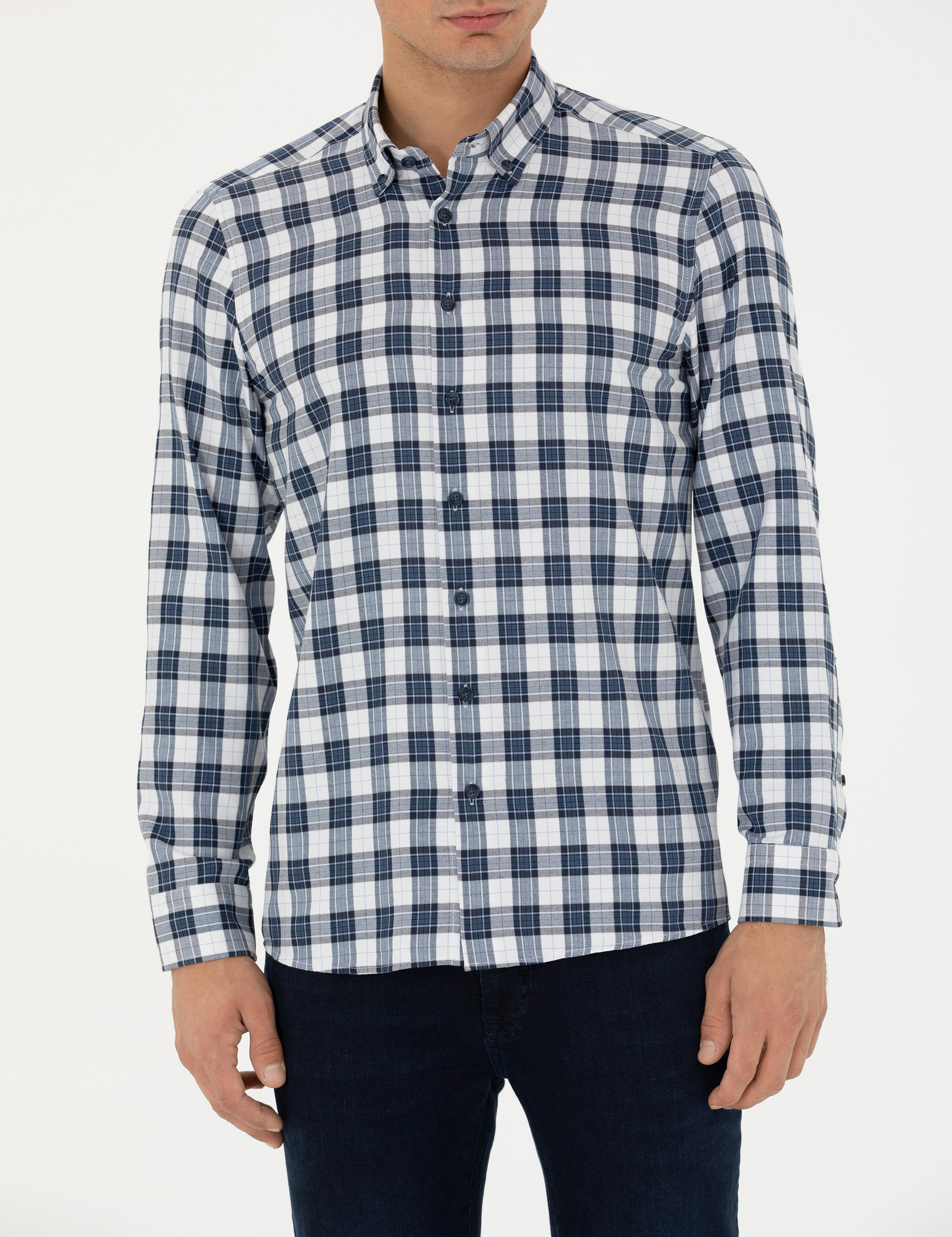 Lacivert Regular Fit Uzun Kollu Gömlek