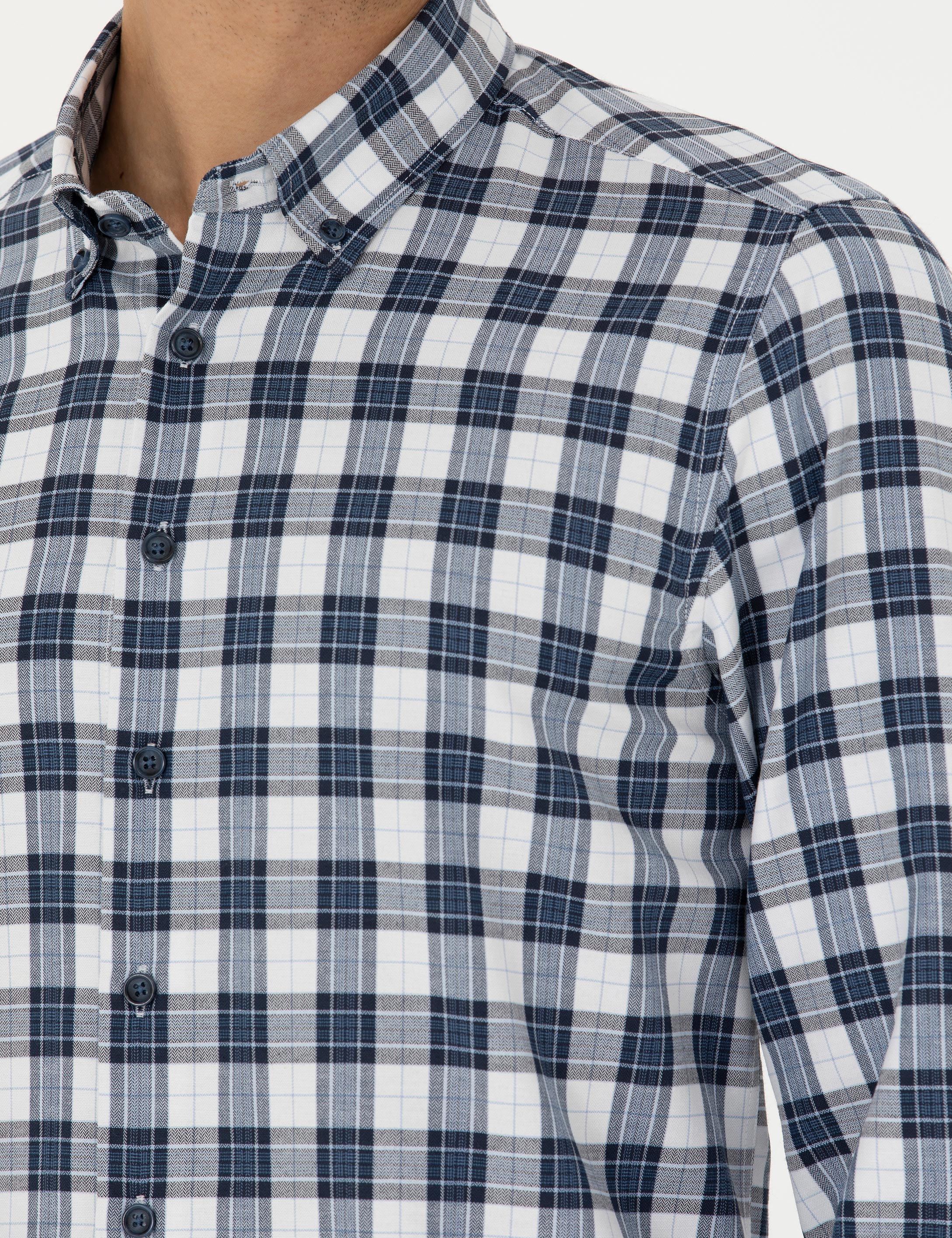 Lacivert Regular Fit Uzun Kollu Gömlek - Image 7
