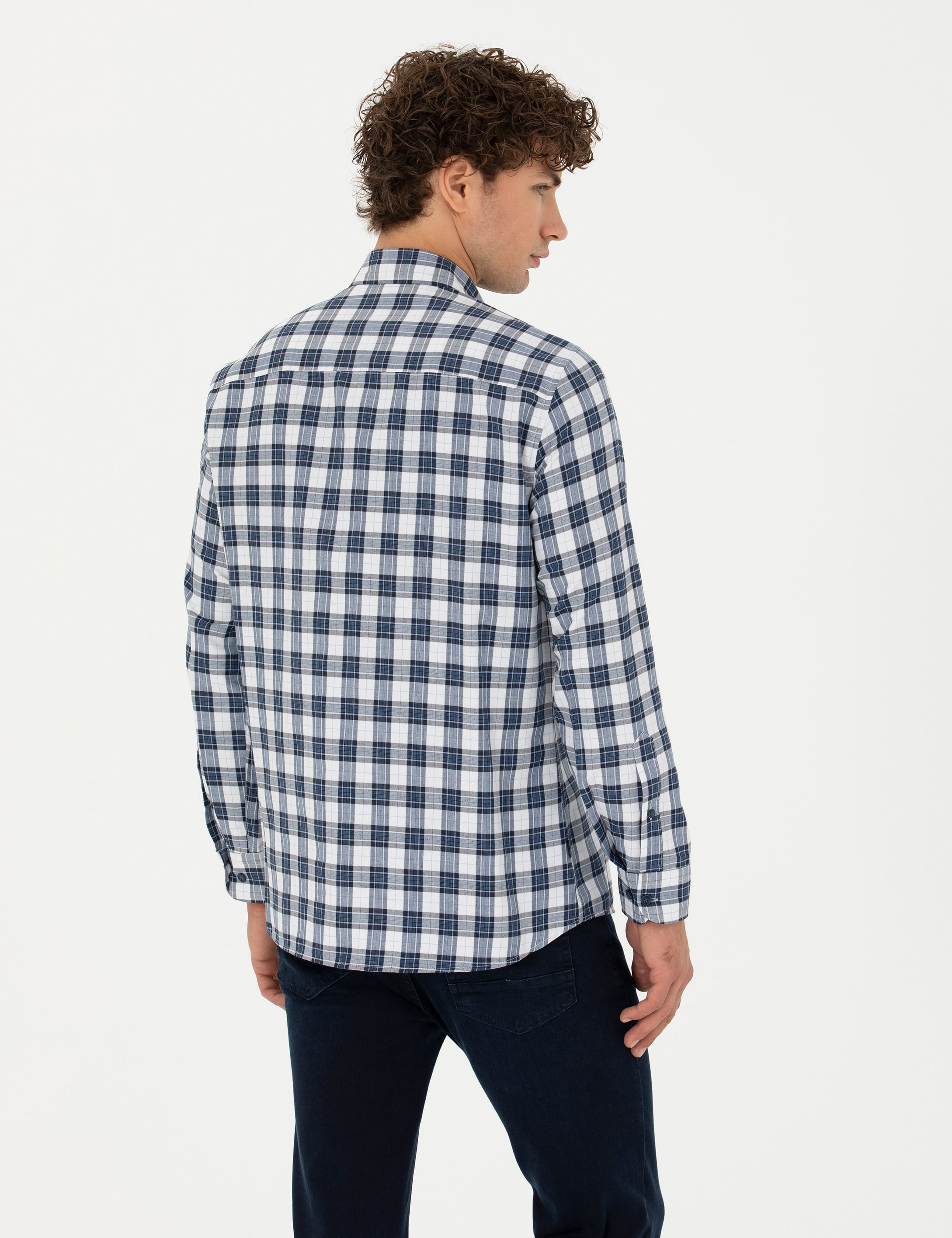Lacivert Regular Fit Uzun Kollu Gömlek - Image 5