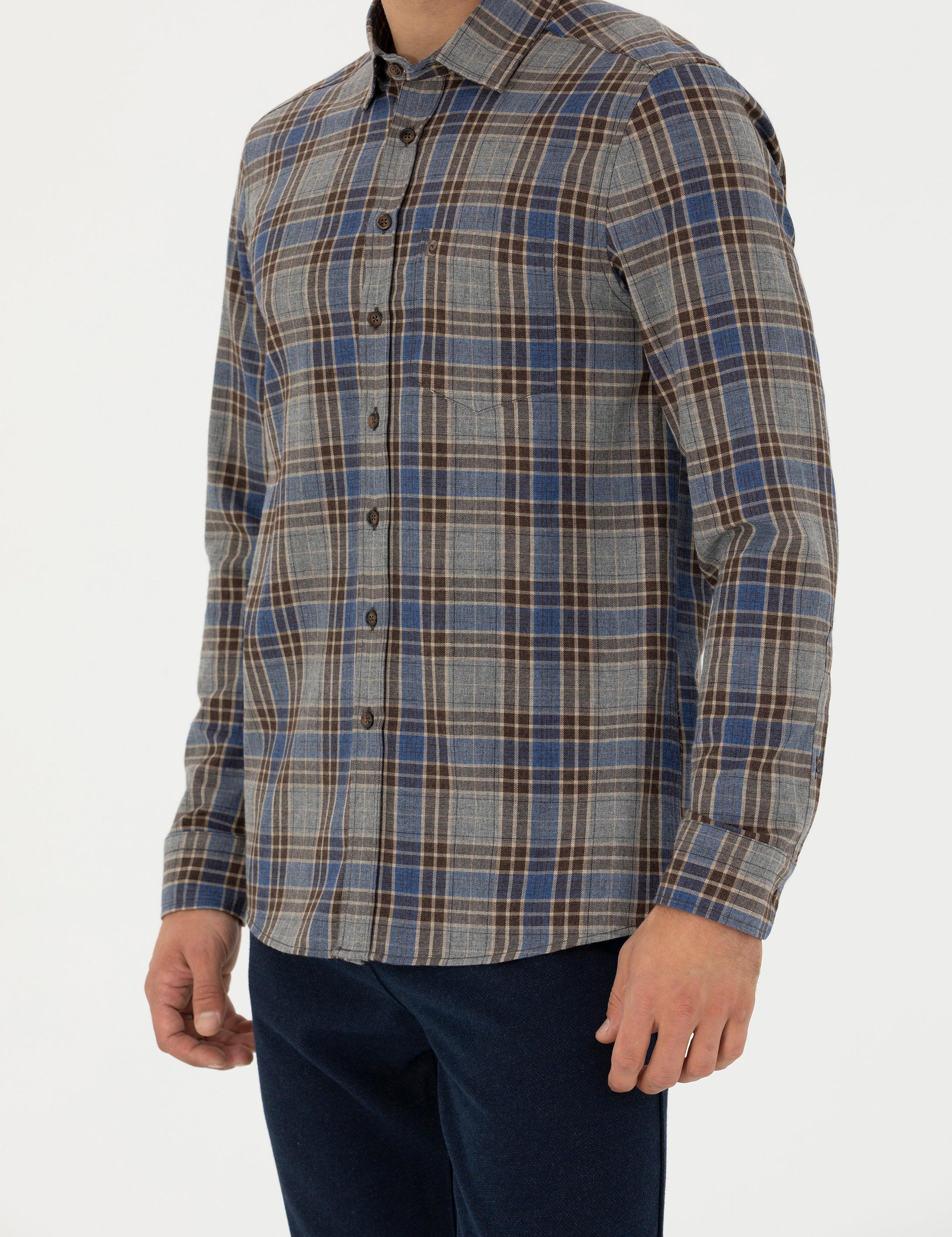 Kahverengi Regular Fit Uzun Kollu Gömlek