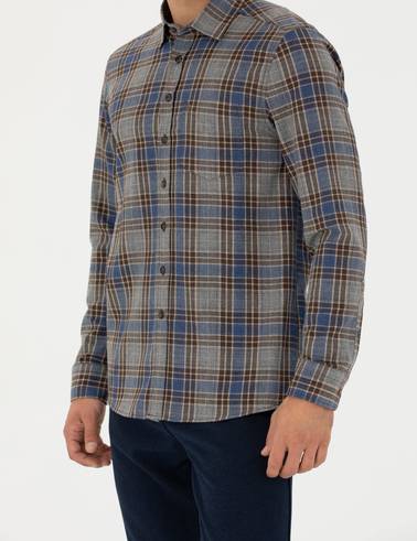 Kahverengi Regular Fit Uzun Kollu Gömlek
