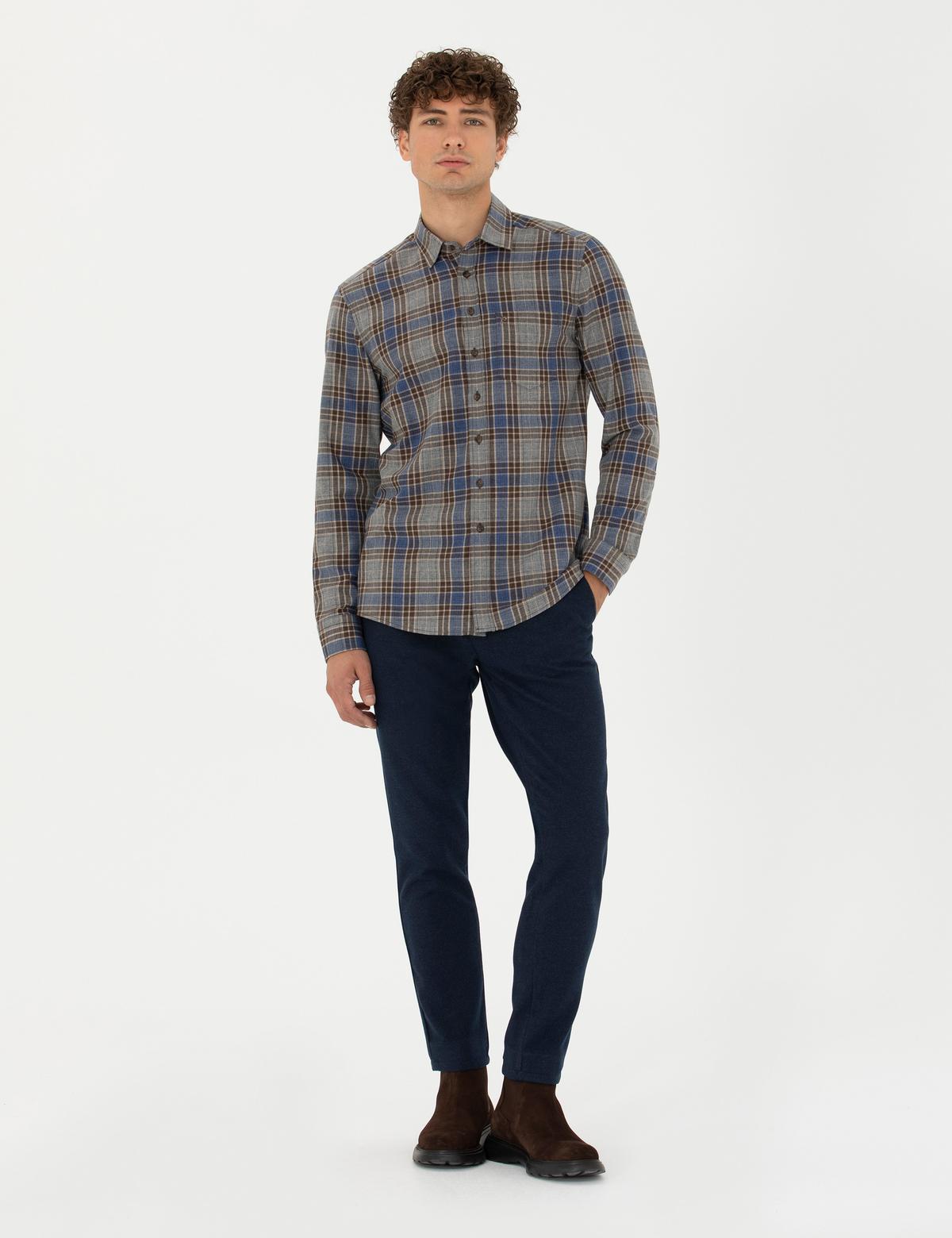 Kahverengi Regular Fit Uzun Kollu Gömlek - 50274652007