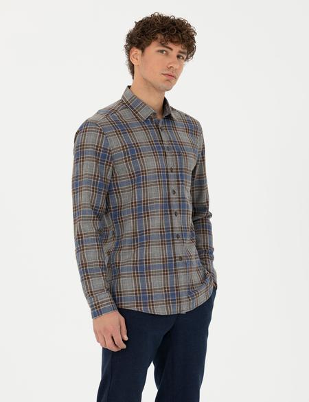 Kahverengi Regular Fit Uzun Kollu Gömlek - 50274652007