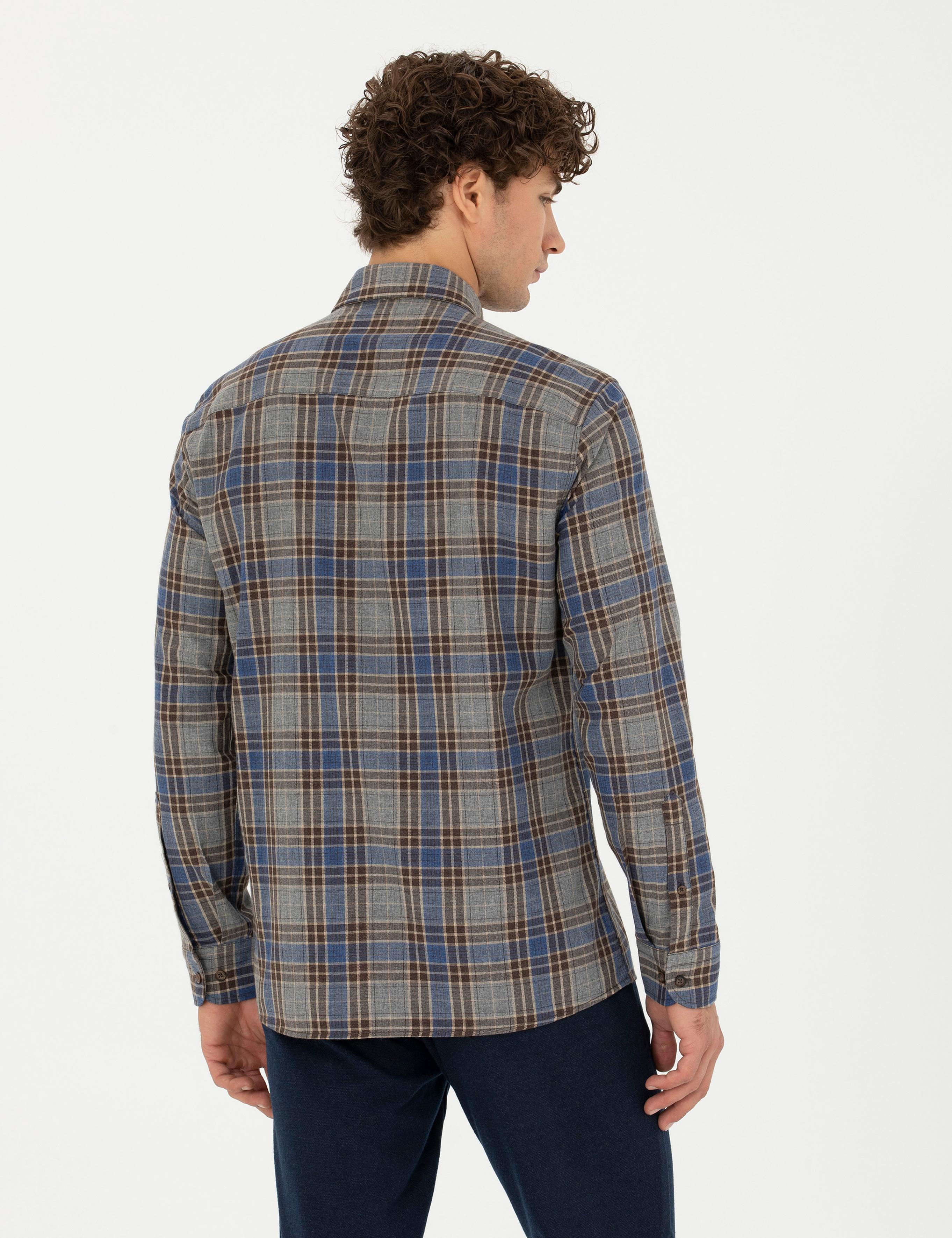 Kahverengi Regular Fit Uzun Kollu Gömlek