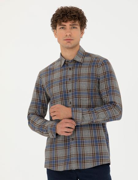 Kahverengi Regular Fit Uzun Kollu Gömlek - 50274652007