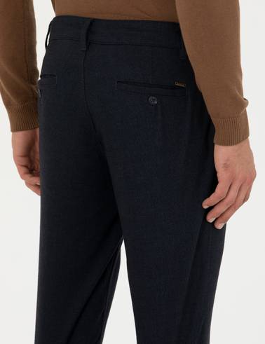 Lacivert Slim Fit Kanvas Pantolon