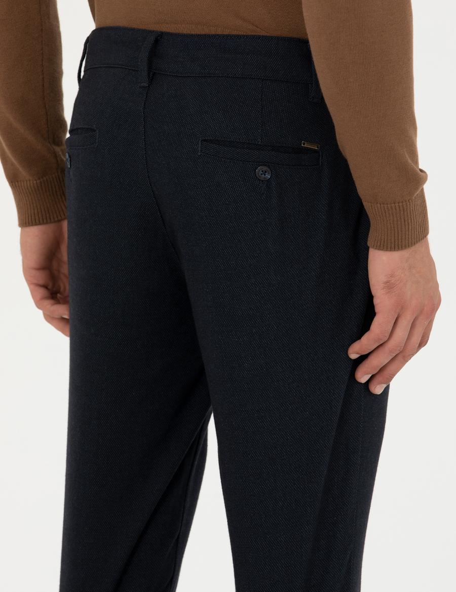 Lacivert Slim Fit Kanvas Pantolon