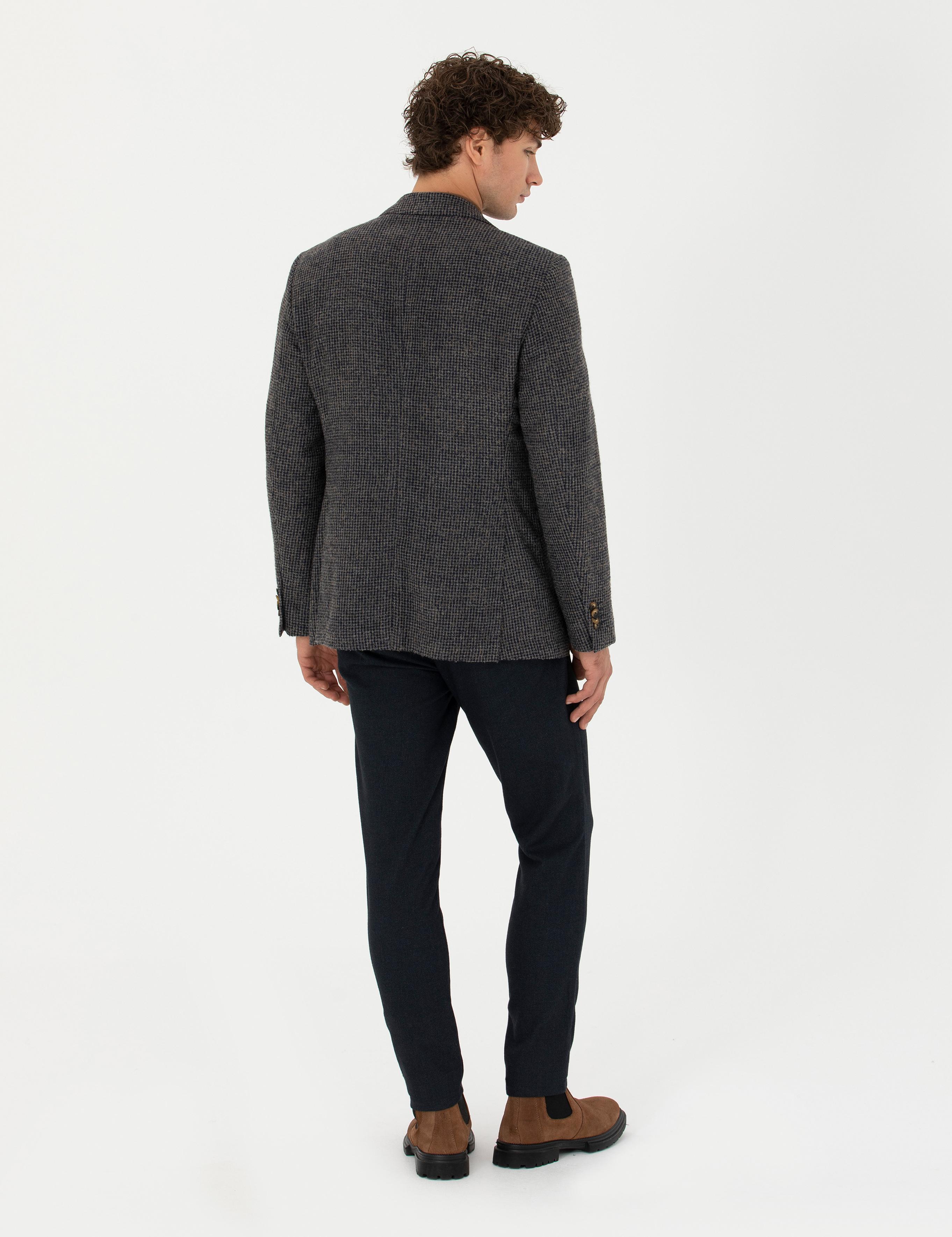 Lacivert Slim Fit Kanvas Pantolon