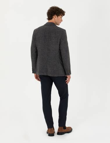 Lacivert Slim Fit Kanvas Pantolon