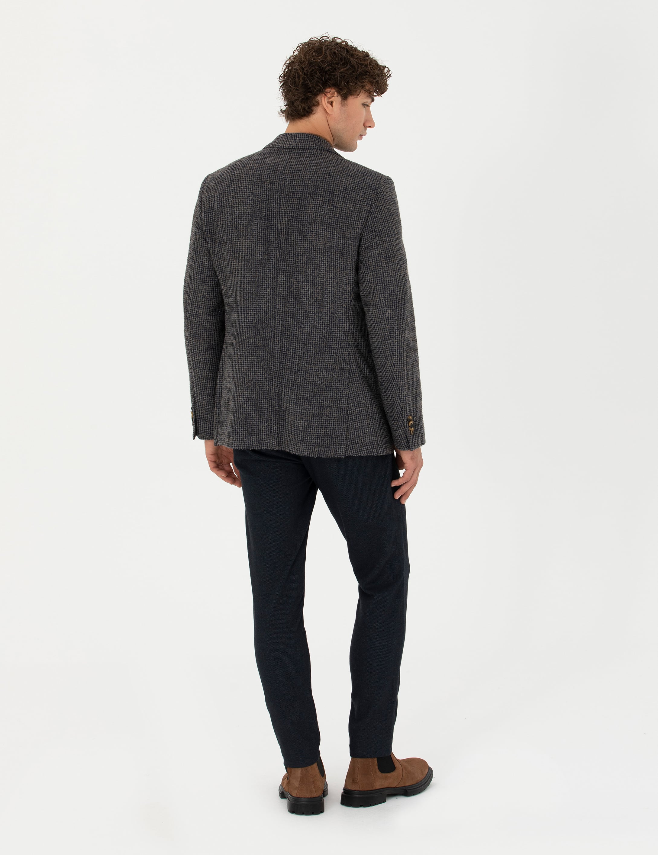 Lacivert Slim Fit Kanvas Pantolon