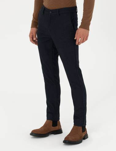 Lacivert Slim Fit Kanvas Pantolon