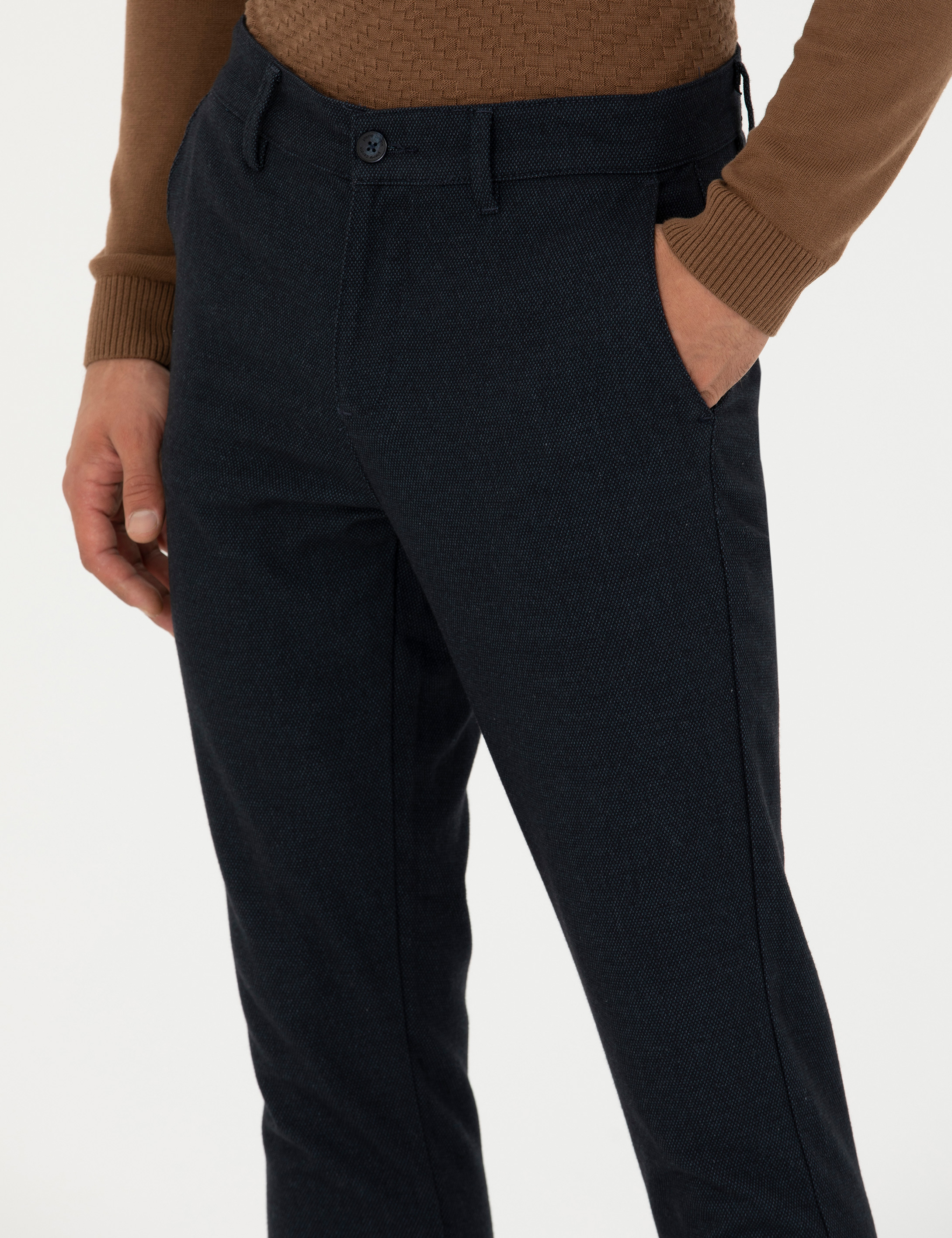 Lacivert Slim Fit Kanvas Pantolon - Image 6