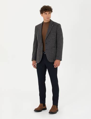 Lacivert Slim Fit Kanvas Pantolon