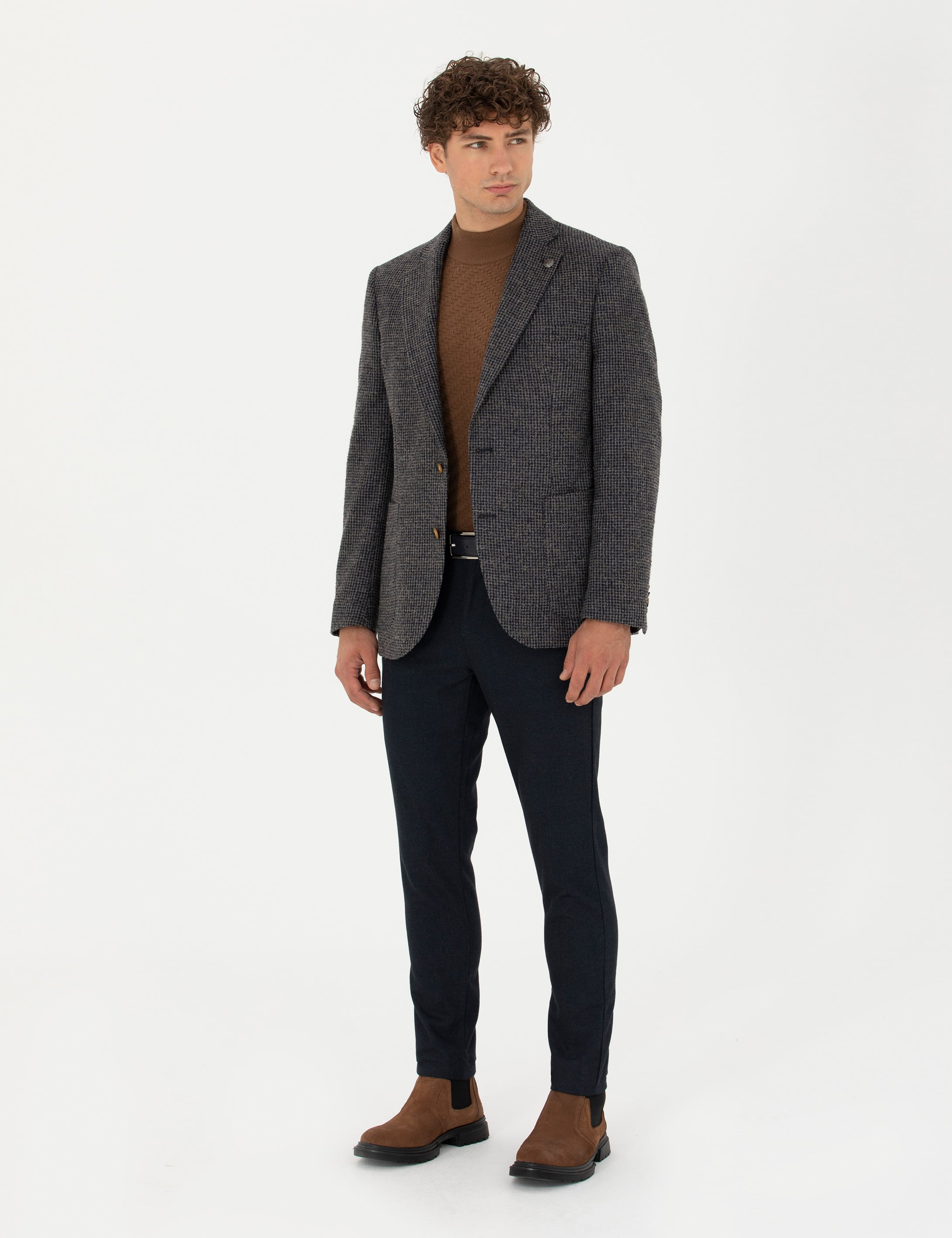 Lacivert Slim Fit Kanvas Pantolon