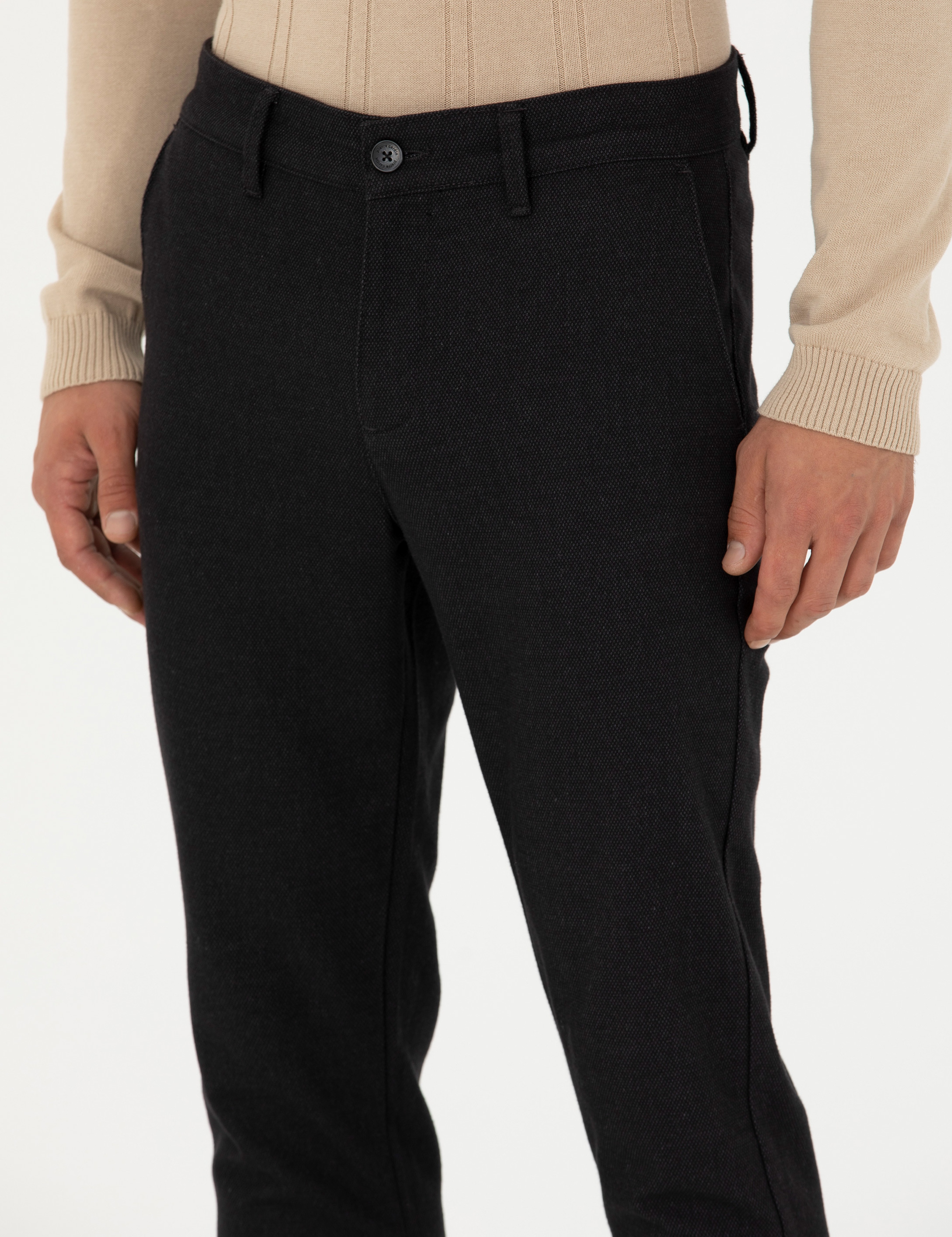 Antrasit Slim Fit Kanvas Pantolon
