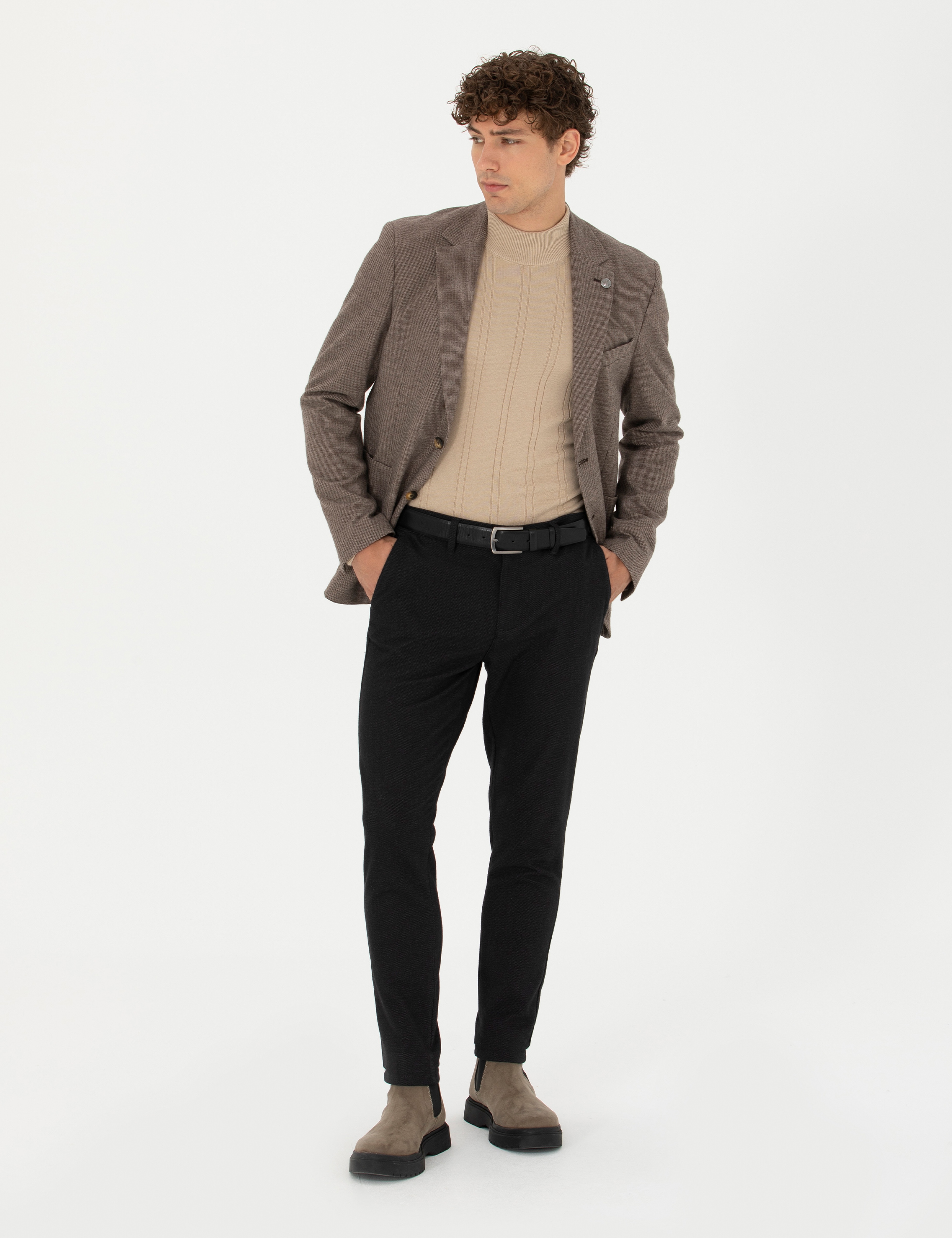 Antrasit Slim Fit Kanvas Pantolon