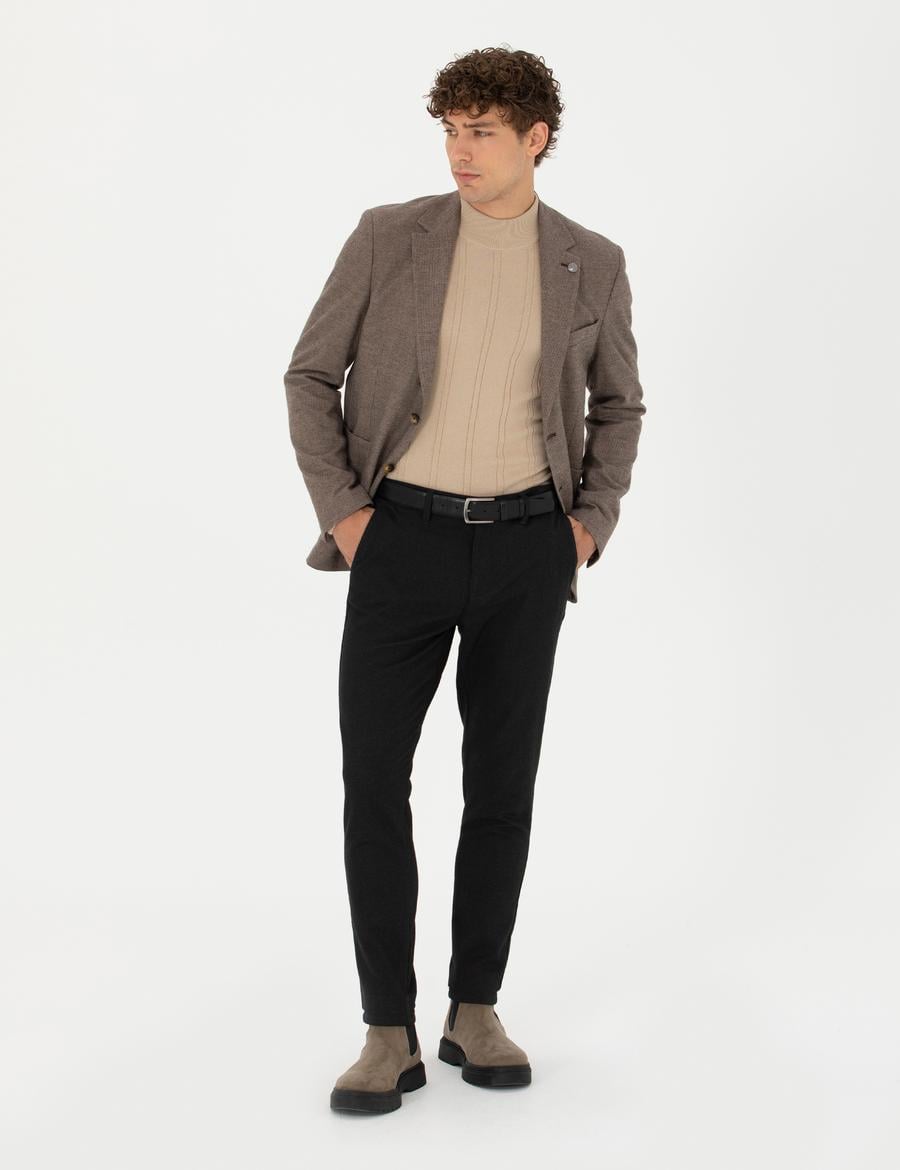 Antrasit Slim Fit Kanvas Pantolon