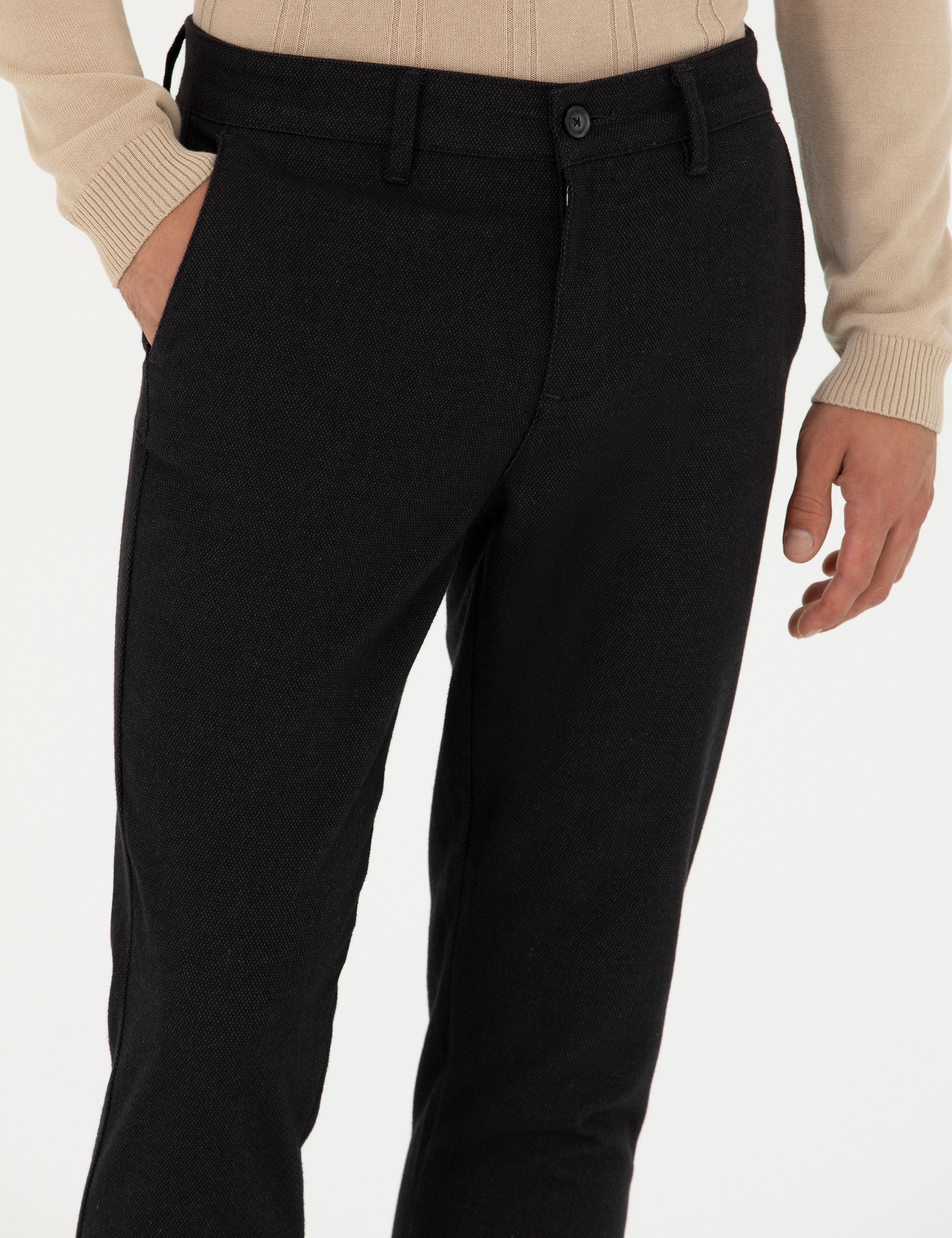 Antrasit Slim Fit Kanvas Pantolon