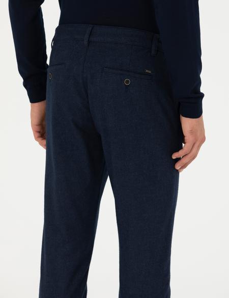 Lacivert Slim Fit Beli Lastikli Kanvas Pantolon - 50278461022