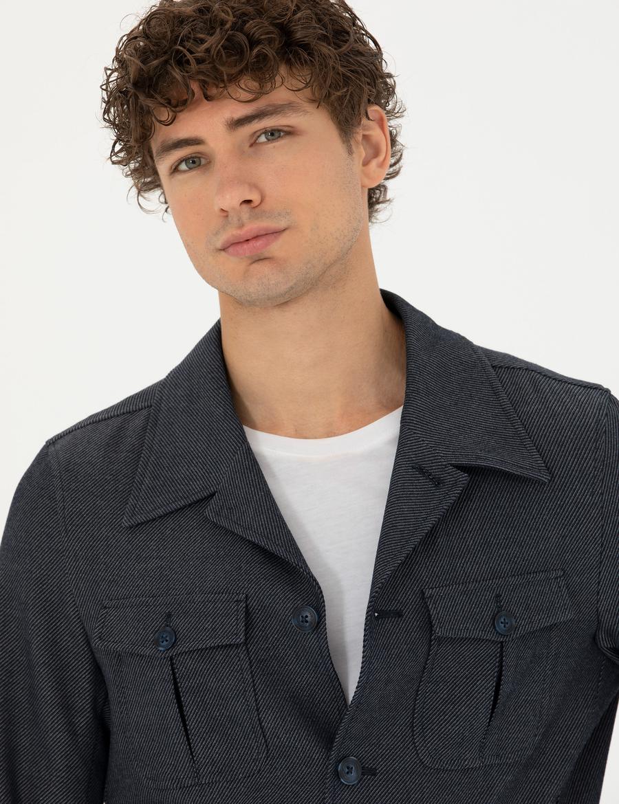 Lacivert Kargo Cep Ceket