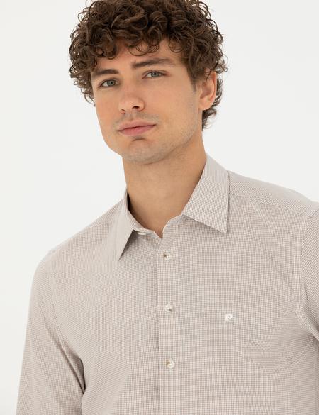 Bej Slim Fit Uzun Kollu Gömlek - 50277771006