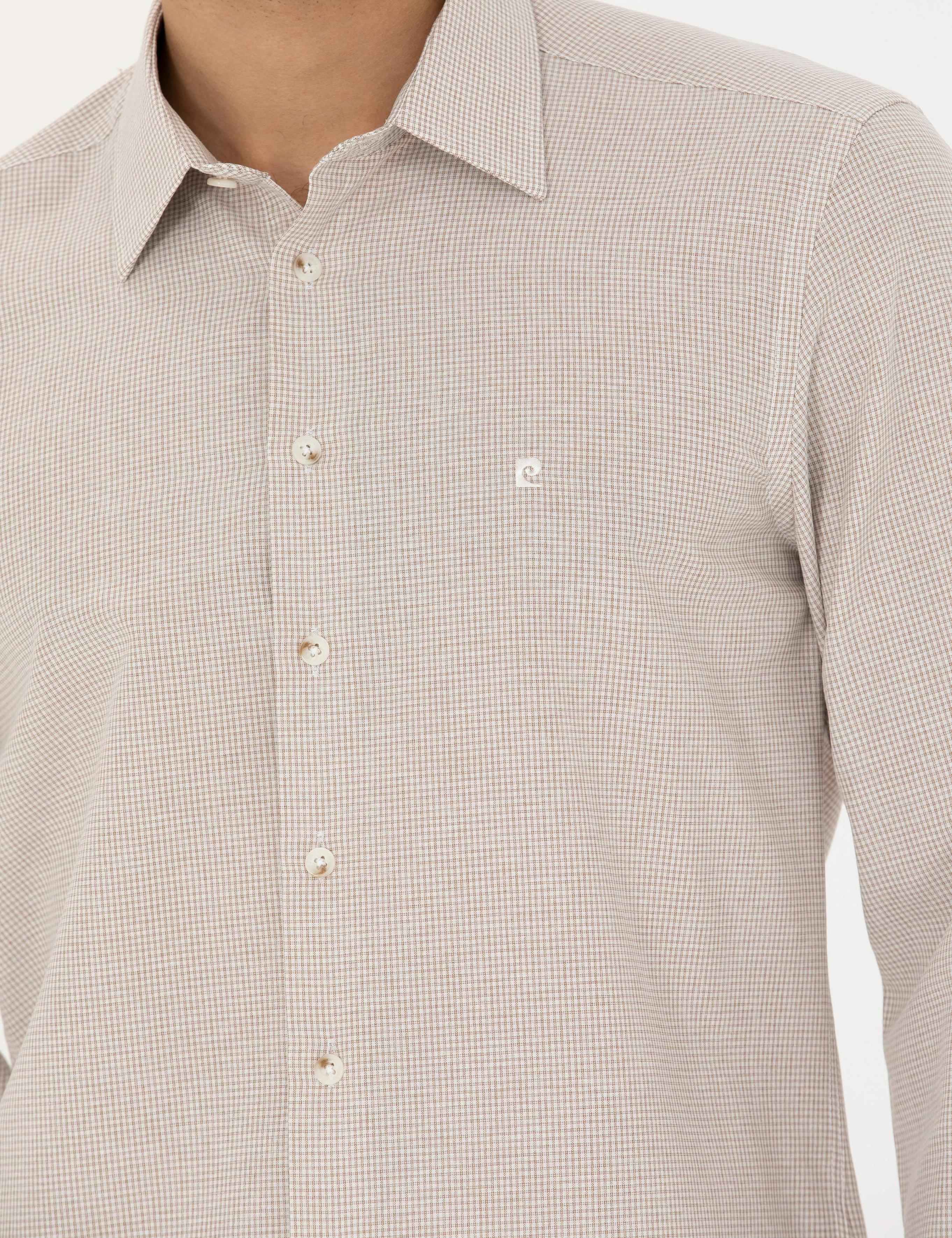 Bej Slim Fit Uzun Kollu Gömlek