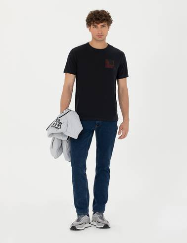 Siyah Slim Fit Bisiklet Yaka Tişört
