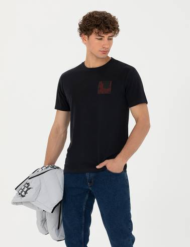 Siyah Slim Fit Bisiklet Yaka Tişört