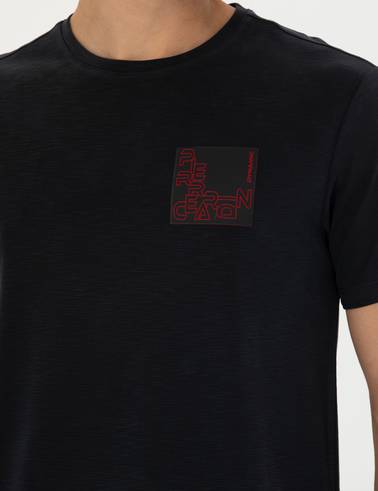 Siyah Slim Fit Bisiklet Yaka Tişört