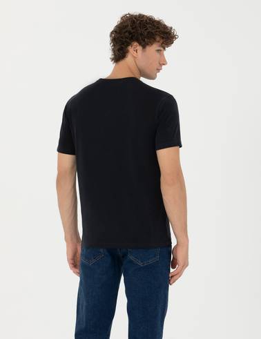 Siyah Slim Fit Bisiklet Yaka Tişört