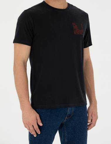Siyah Slim Fit Bisiklet Yaka Tişört