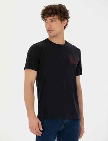 Siyah Slim Fit Bisiklet Yaka Tişört