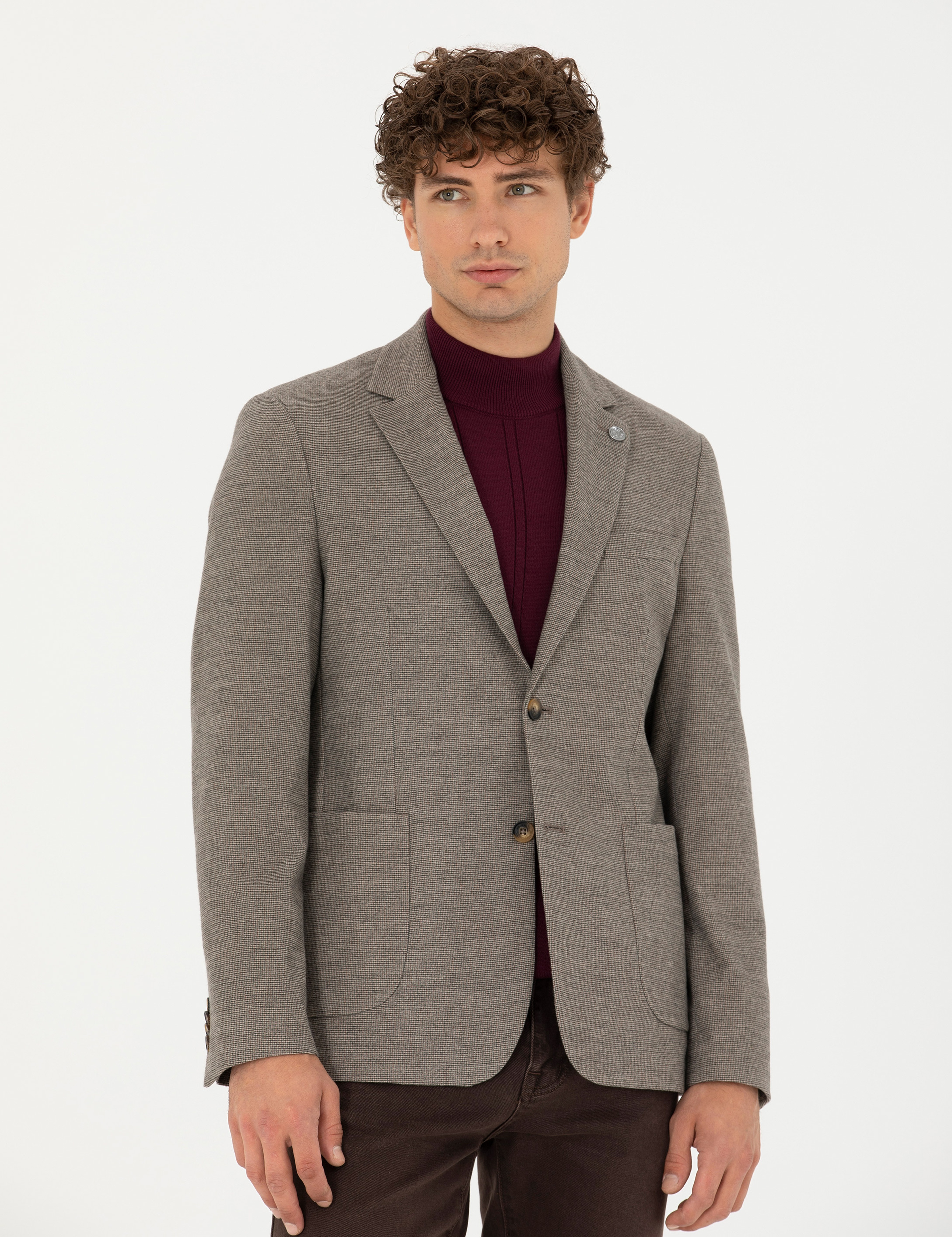 Bej Slim Fit Ceket - Image 3