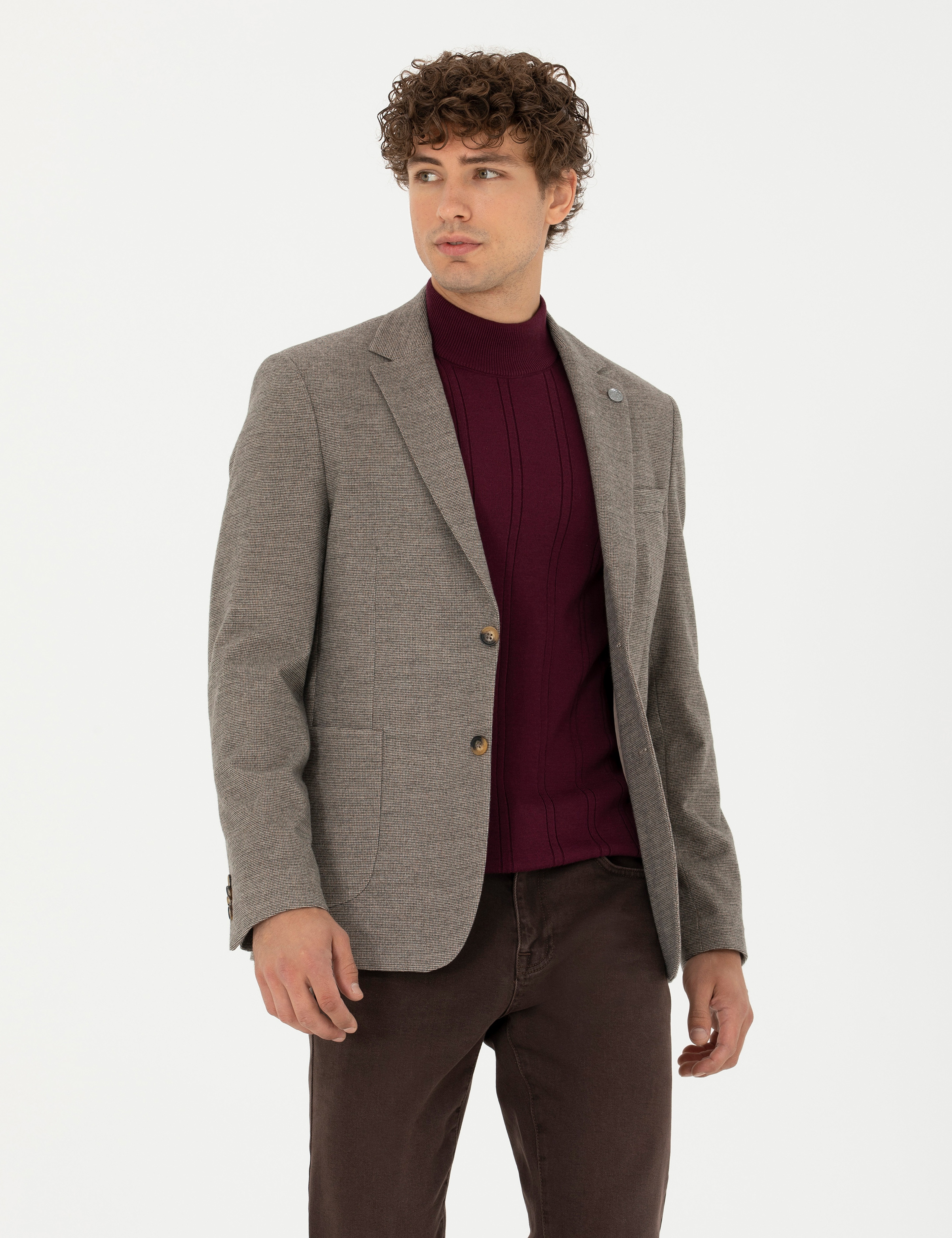 Bej Slim Fit Ceket - Image 1