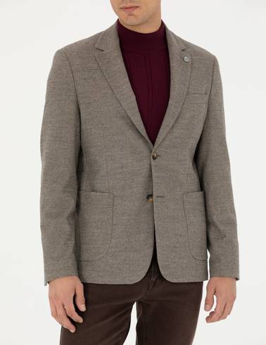 Bej Slim Fit Ceket