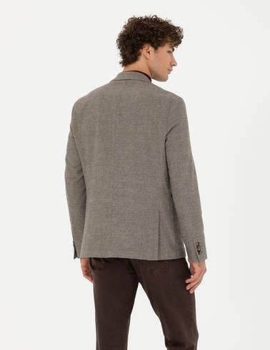 Bej Slim Fit Ceket