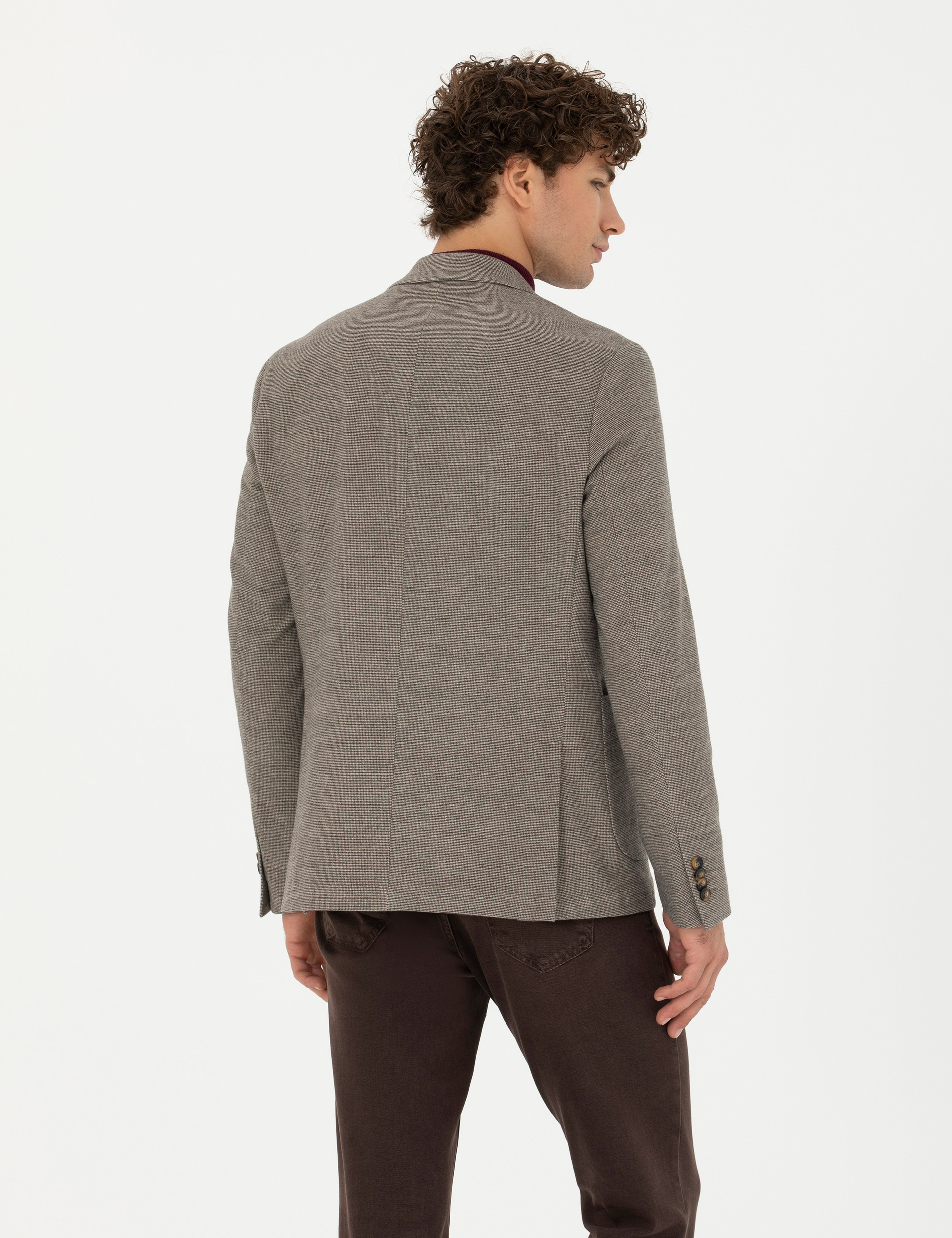 Bej Slim Fit Ceket